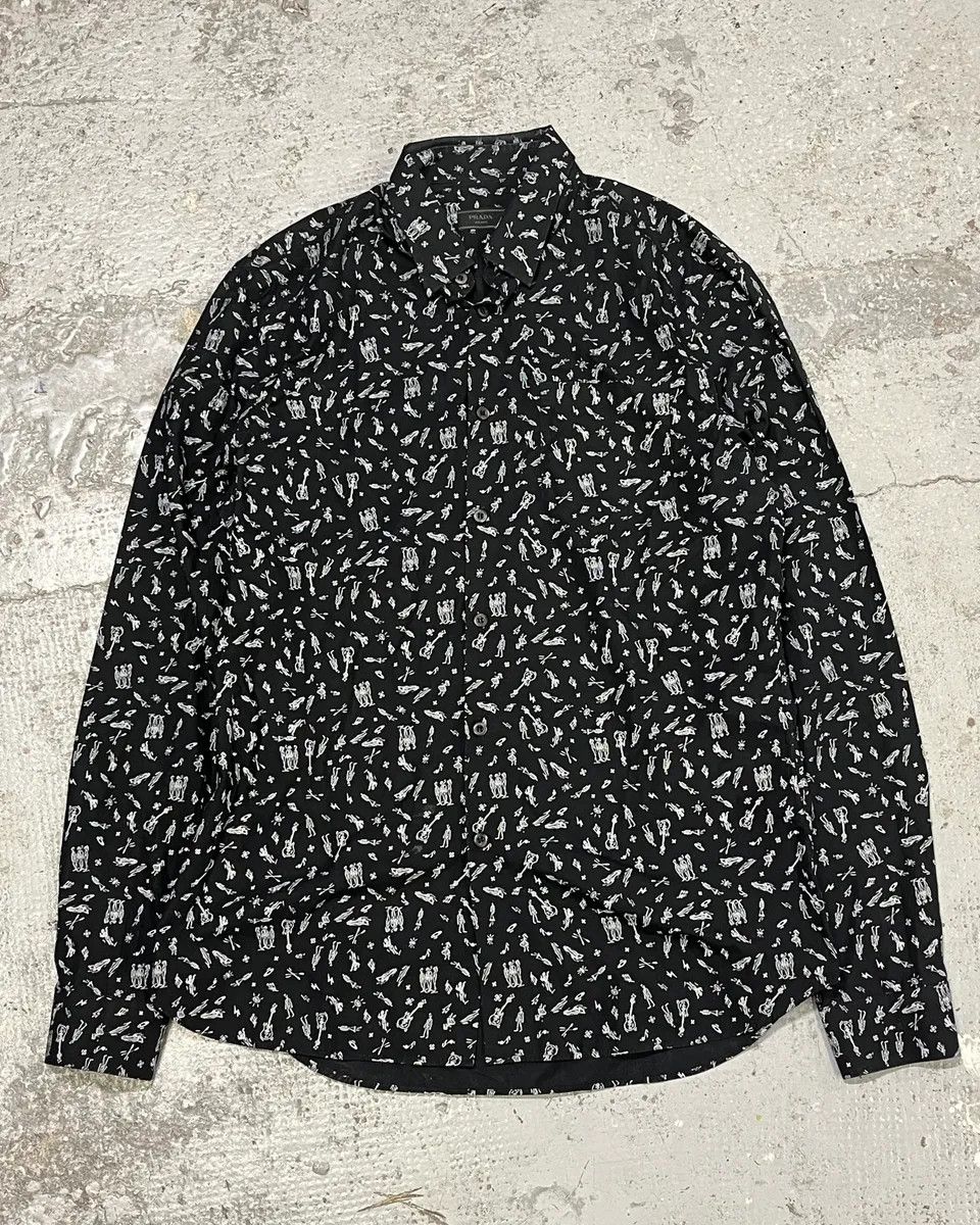 Prada 2000s Prada Rock Guitar Mafia Black Shirt Size US S / EU 44-46 / 1 - 1 Thumbnail
