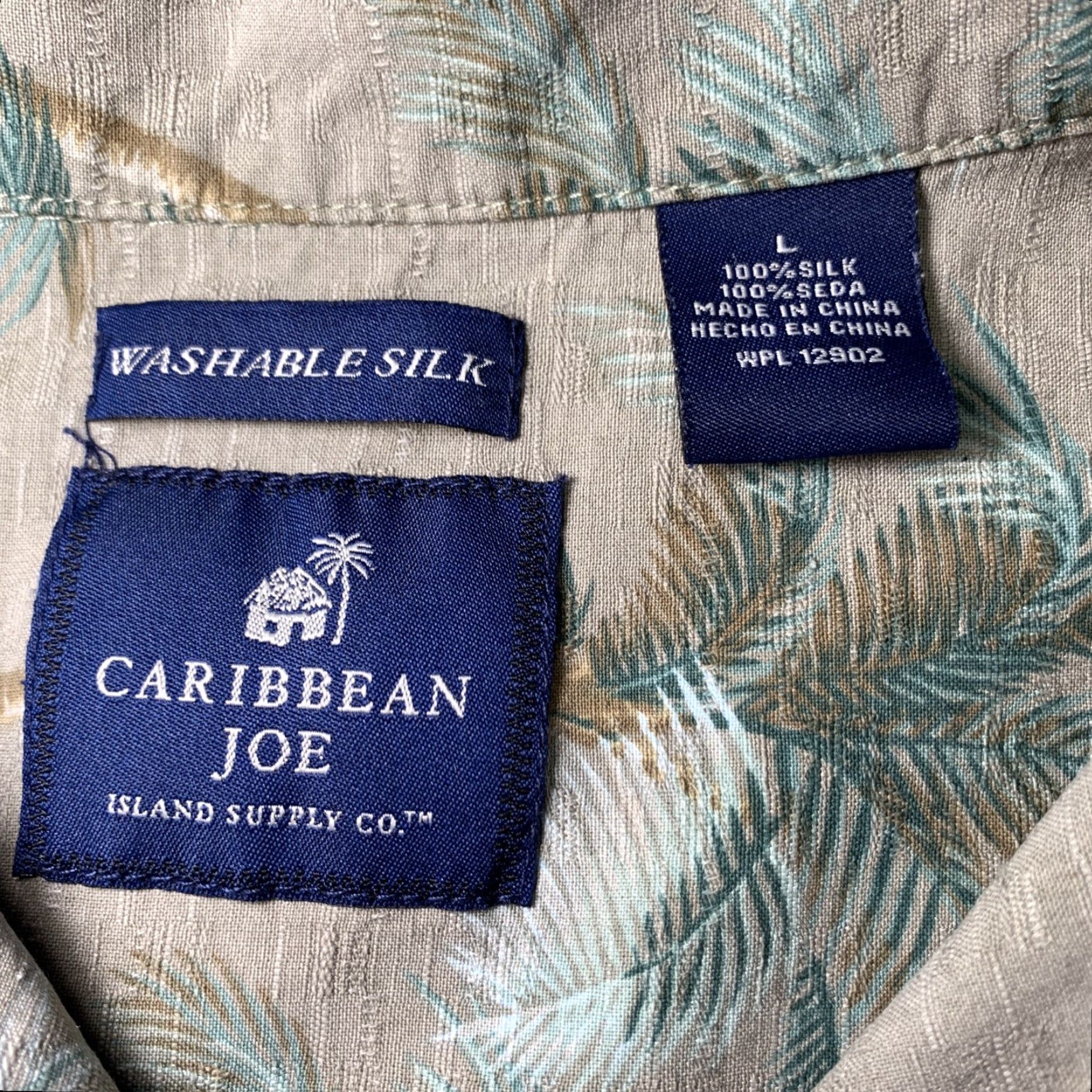 Vintage VINTAGE Caribbean Joe Silk Hawaiian Shirt L Adult Tan Green Brown Palm Trees Pineapple Hawaii Shirt Casual Mens Size US L / EU 52-54 / 3 - 5 Thumbnail