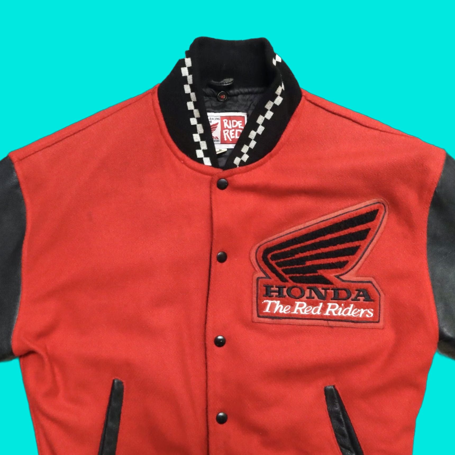 Honda VINTAGE Honda Racing Red Riders Wool Leather Varsity Jacket 90s Size US M / EU 48-50 / 2 - 1 Thumbnail