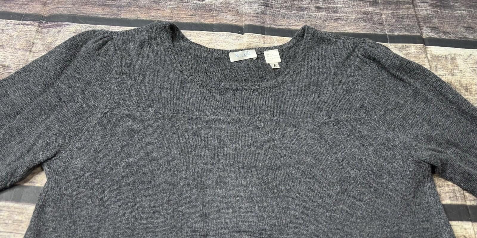Aquascutum Aqua Sweater Women's Small Silk Cashmere Gray Back Slit Size S / US 4 / IT 40 - 4 Thumbnail