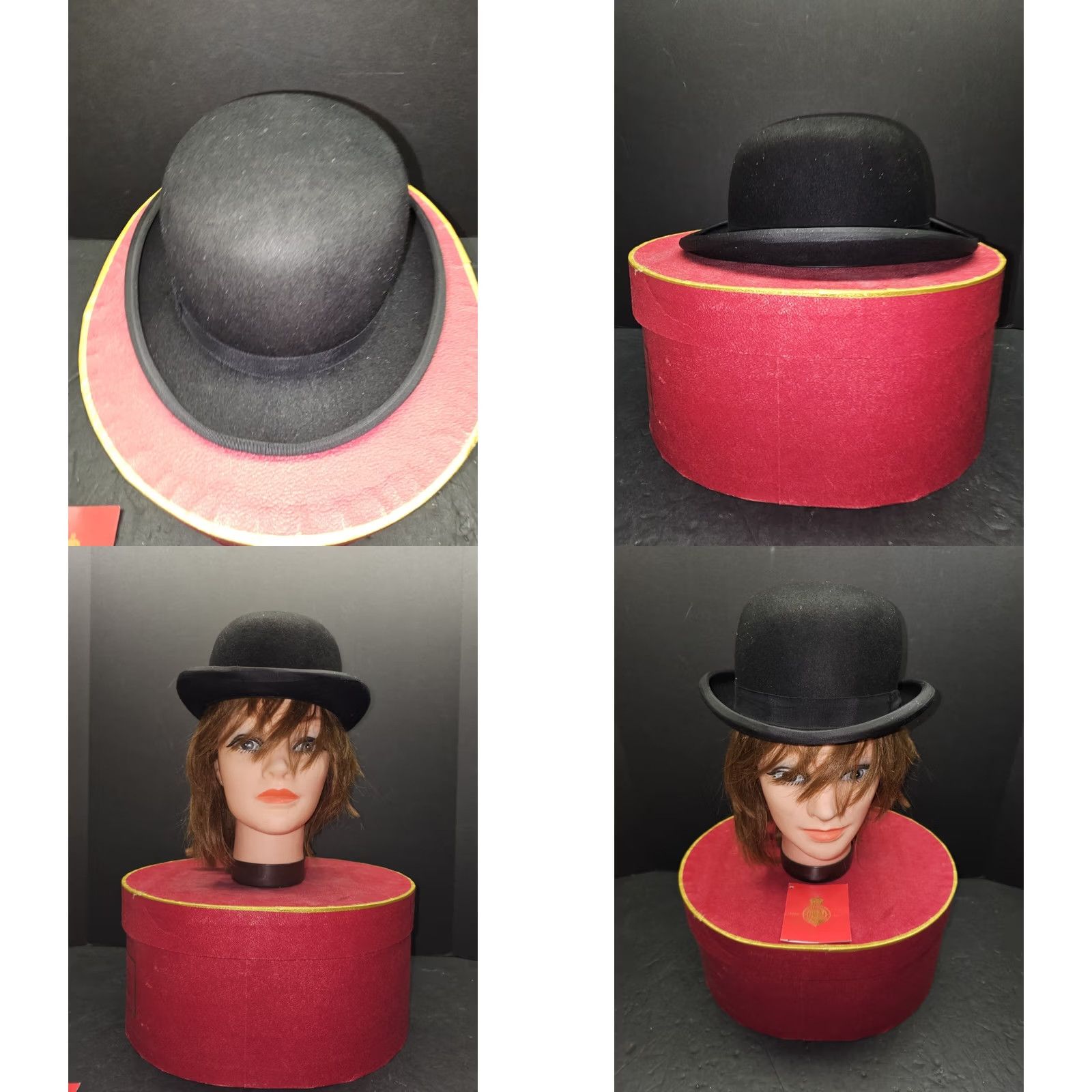 Vintage VINTAGE Christys of London Black Bowler Hat Fine Fur Handmade Men's Size 55 Size ONE SIZE - 10 Thumbnail
