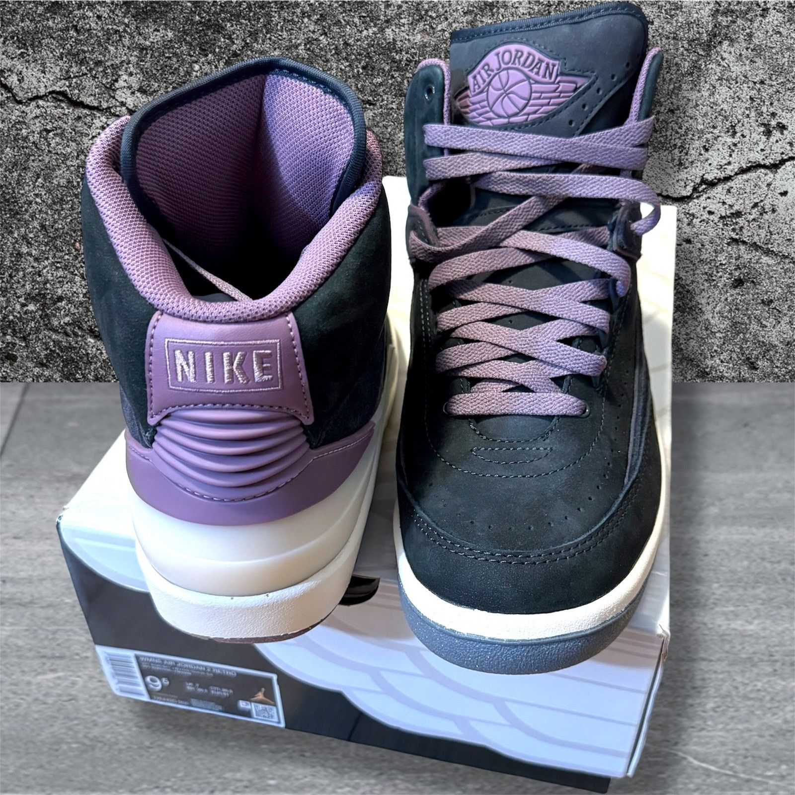 Jordan Brand •NEW• Air Jordan 2 Retro 'NOIR MAUVE' Sneakers • 8M / 9.5W Size US 9.5 / IT 39.5 - 1 Thumbnail