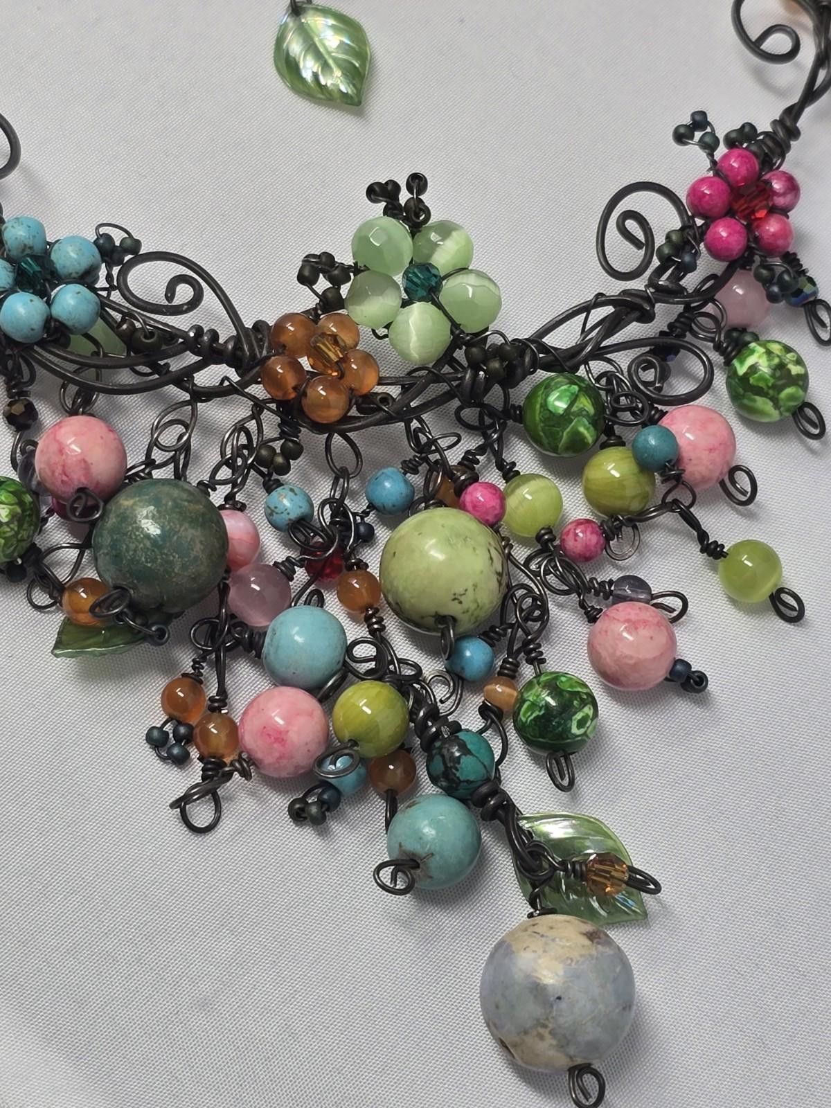 Studio D'Artisan Gemstone Wire Necklace Earrings Set Turquoise Quartz 17 Size ONE SIZE - 7 Thumbnail