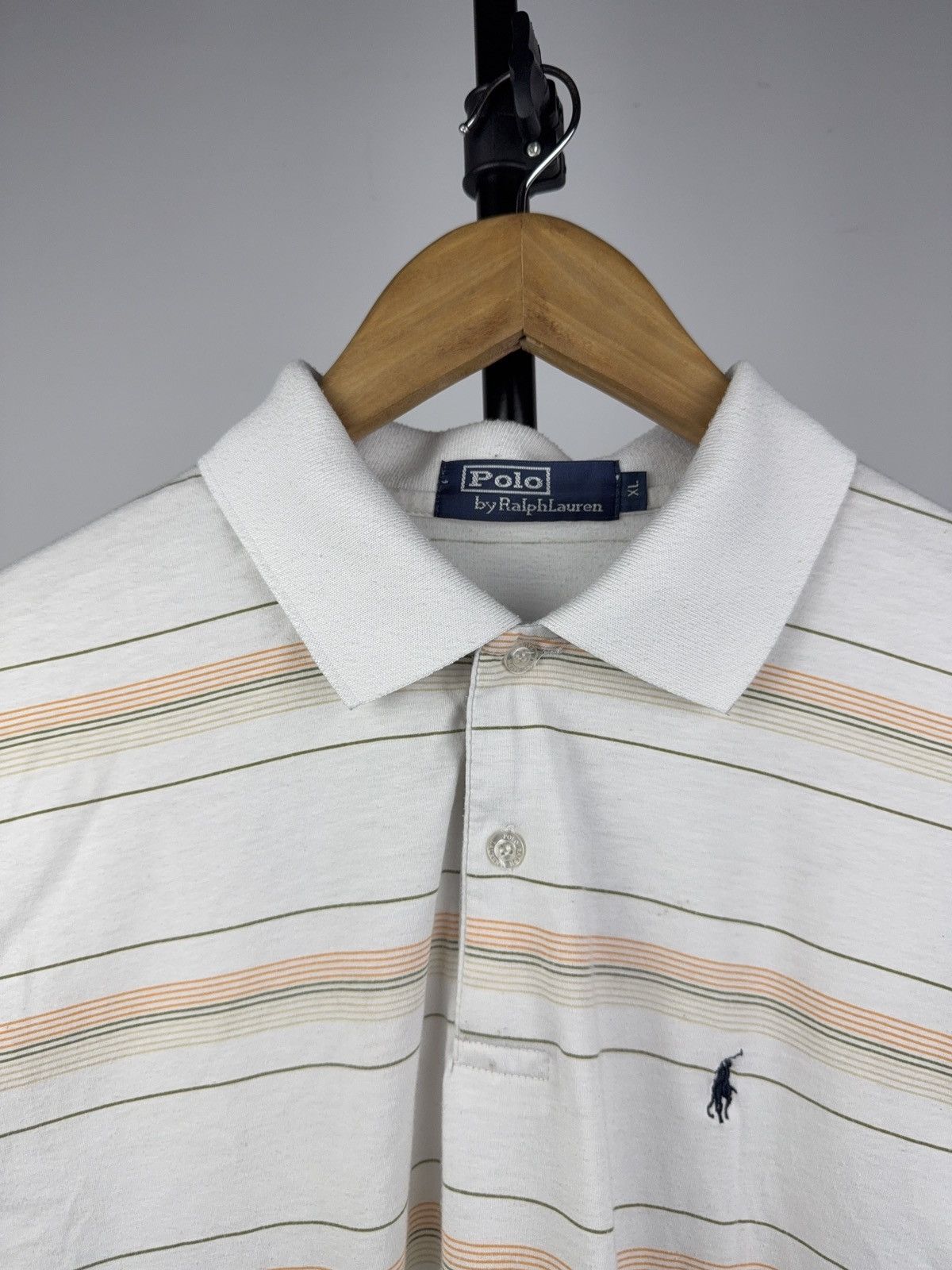 Polo Ralph Lauren Luxury Retro Lauren Striped Polo Shirt Vintage White XL Size US XL / EU 56 / 4 - 3 Thumbnail