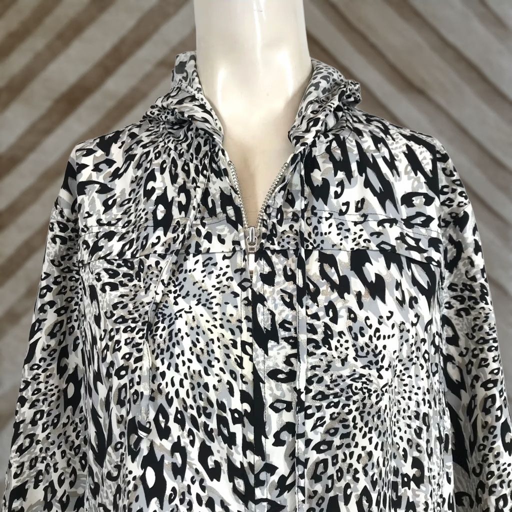 Vintage ZENERGY BY CHICO'S WOMEN'S Jacket Full Zip Animal Print Gray/Black/White Medium 2 Casual Travel Size XS / US 0-2 / IT 36-38 - 1 Thumbnail