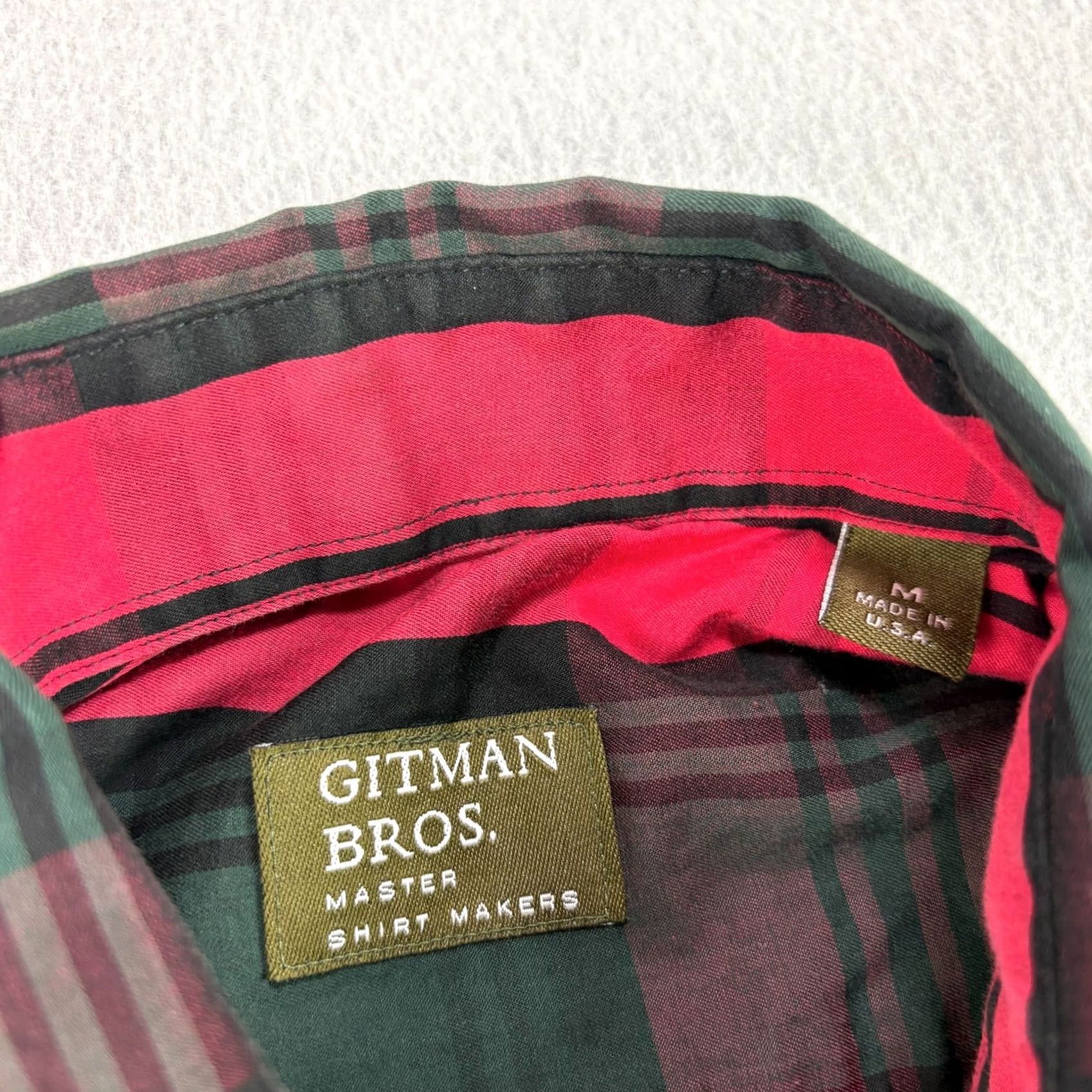 Vintage Gitman Bros Shirt Mens XL Red Plaid Button-Up Long Sleeve Casual Mens Regular Fit USA Made Size US XL / EU 56 / 4 - 3 Thumbnail