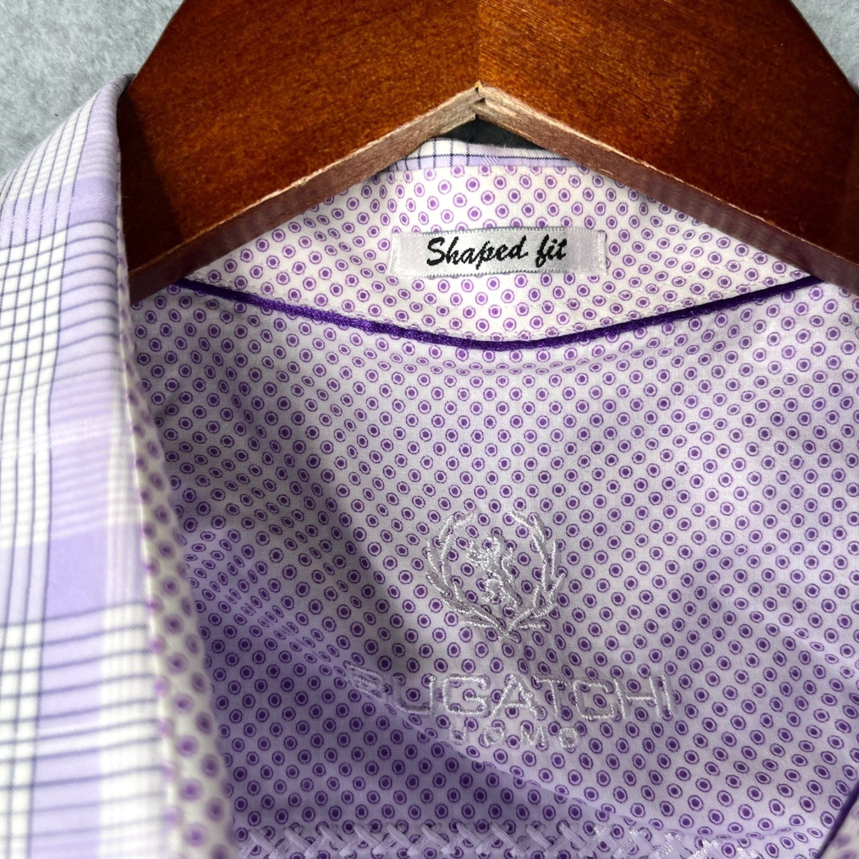 BUGATCHI BUGATCHI UOMO Shirt Large Purple Plaid Button-Up Long Sleeve Mens Size US L / EU 52-54 / 3 - 4 Thumbnail