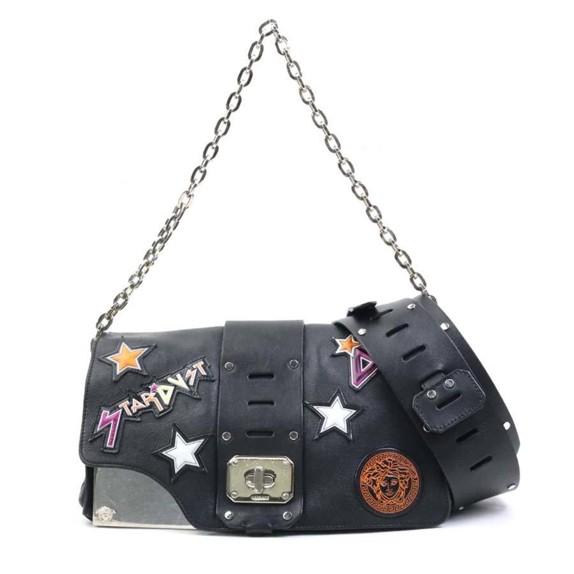 Versace Versace 2-Way Shoulder Bag in Black, Multicolored Leather, and Silver (e60735a) Size ONE SIZE - 1 Thumbnail