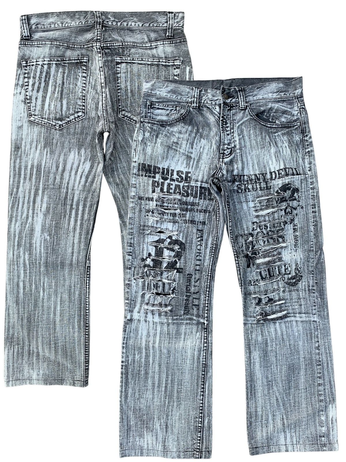 🔥Rare🔥 Funny Devil Punk Rock Skull Impulse Pleasure Denim