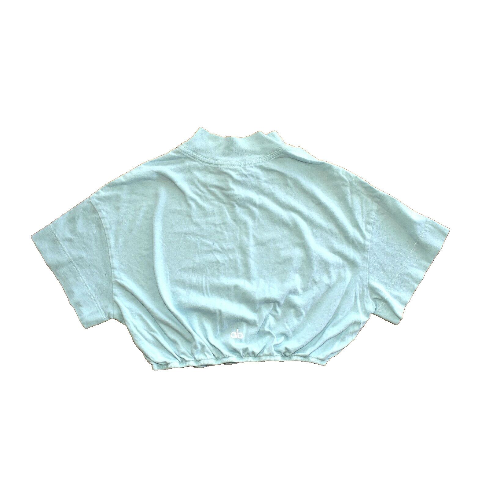 Alo Yoga NEW ALO YOGA Blue Cotton Mock Neck Short Sleeve Crop Top XS Size XS / US 0-2 / IT 36-38 - 2 Thumbnail