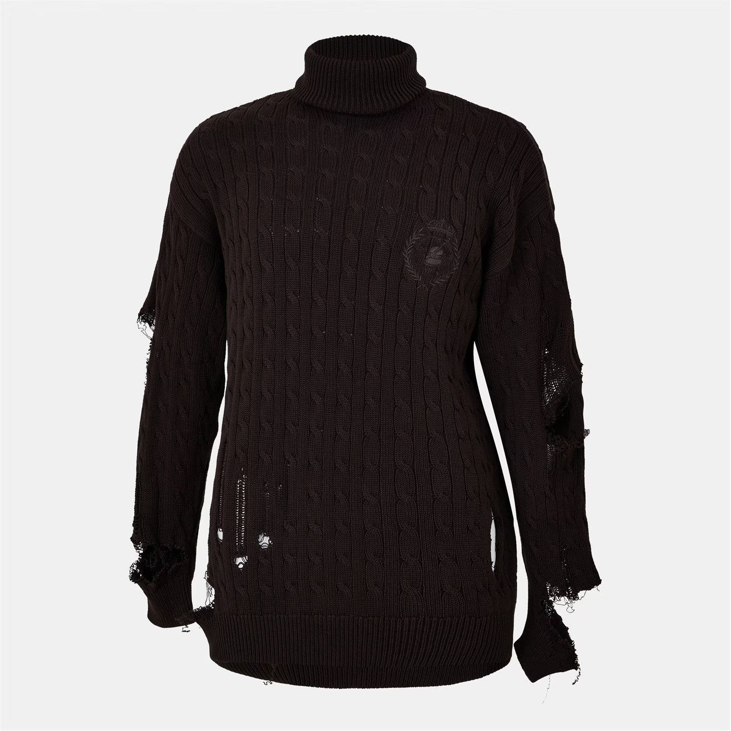 Balenciaga o1g2r1mq0226 Extreme Distressed Crest Jumper In Brown Size US XS / EU 42 / 0 - 1 Thumbnail