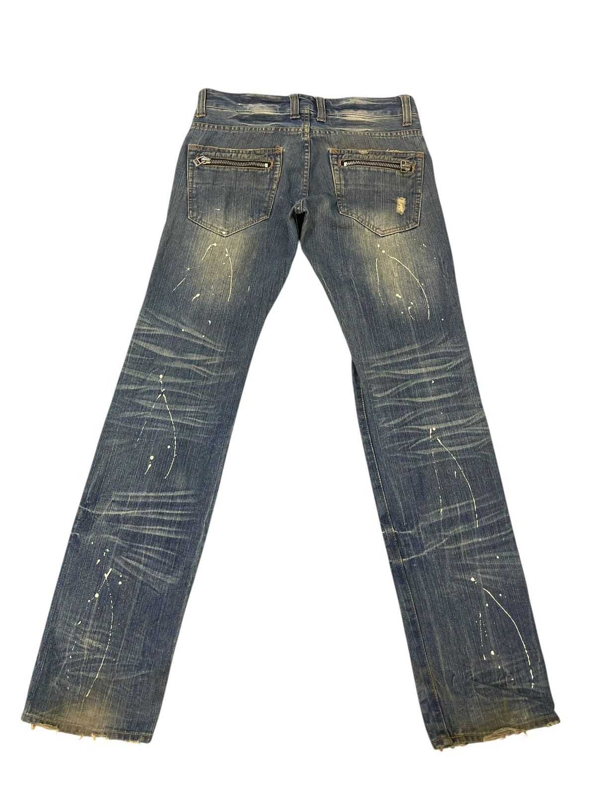 Japanese Brand Slim Jeans Root Three Faded Distress Painter 1🟦7 Size US 31 - 9 Thumbnail