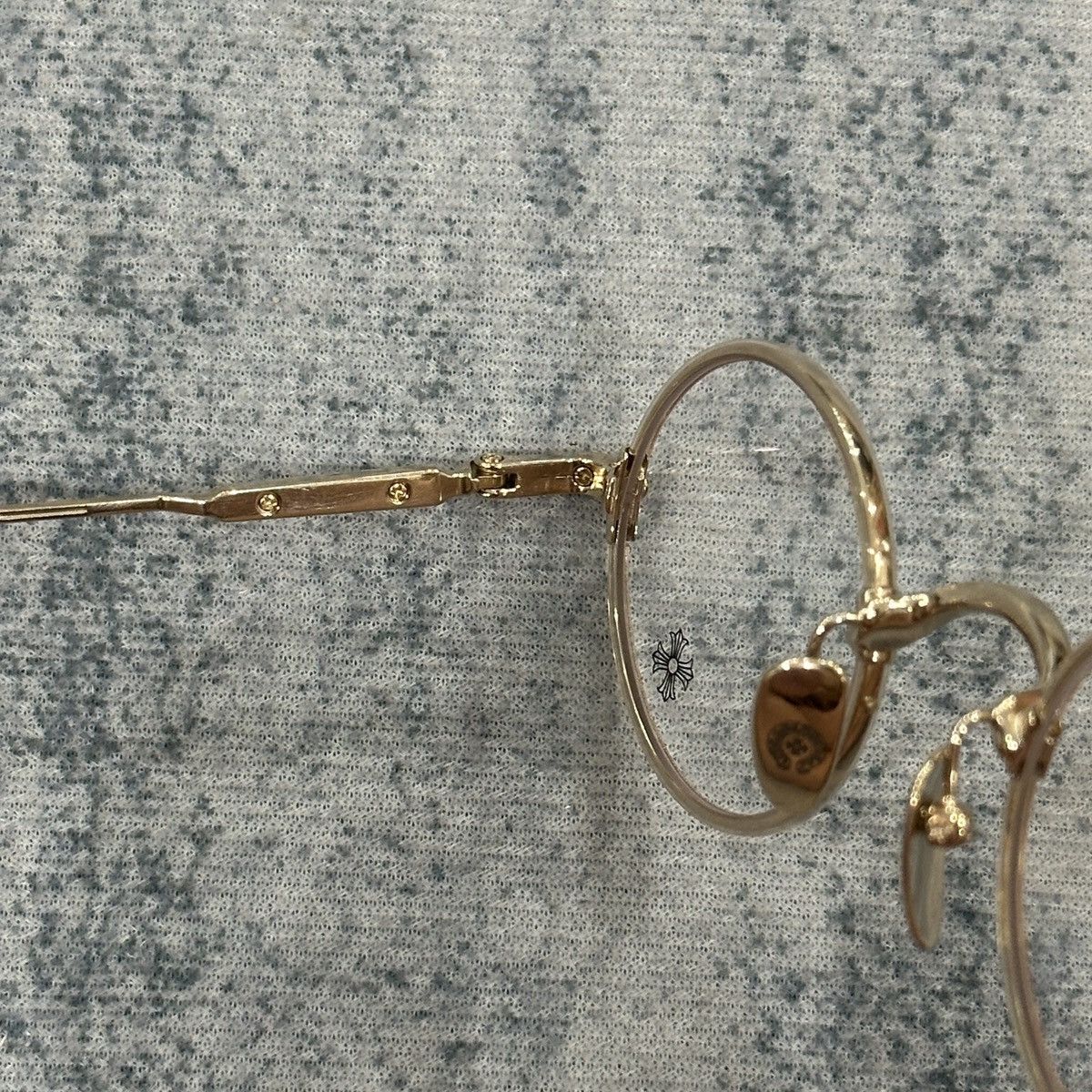 Chrome Hearts CHROME HEARTS EDITH F. CRYSTAL/GOLD PALTED EYEGLASSES Size ONE SIZE - 7 Thumbnail