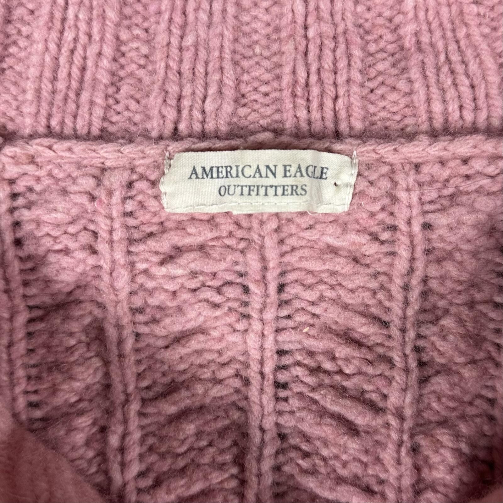 American Eagle Outfitters American Eagle Women’s Sweater Pink Cable Knit Y2K Size S / US 4 / IT 40 - 3 Thumbnail