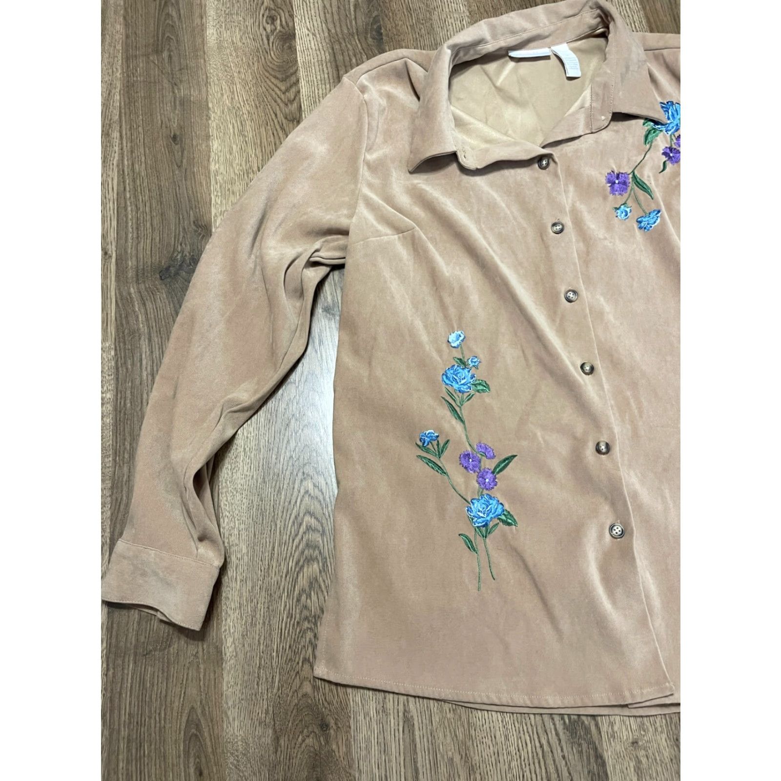 Vintage VINTAGE Cascade Blue Shirt, Women's Size Medium, Brown, Floral, Button Up, Long Sleeve Size M / US 6-8 / IT 42-44 - 3 Thumbnail