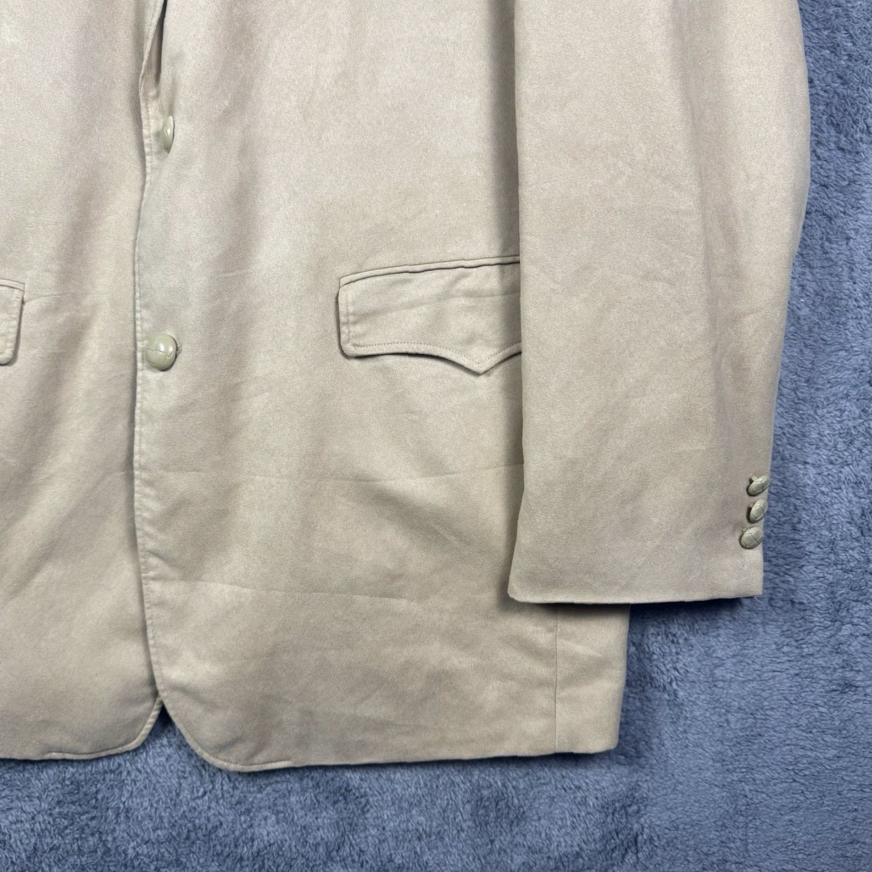 Vintage VINTAGE Laredo Blazer Mens 46L Suede Western Rockabilly Cowboy Beige Disco Blazer Shirt Size 46R - 3 Thumbnail