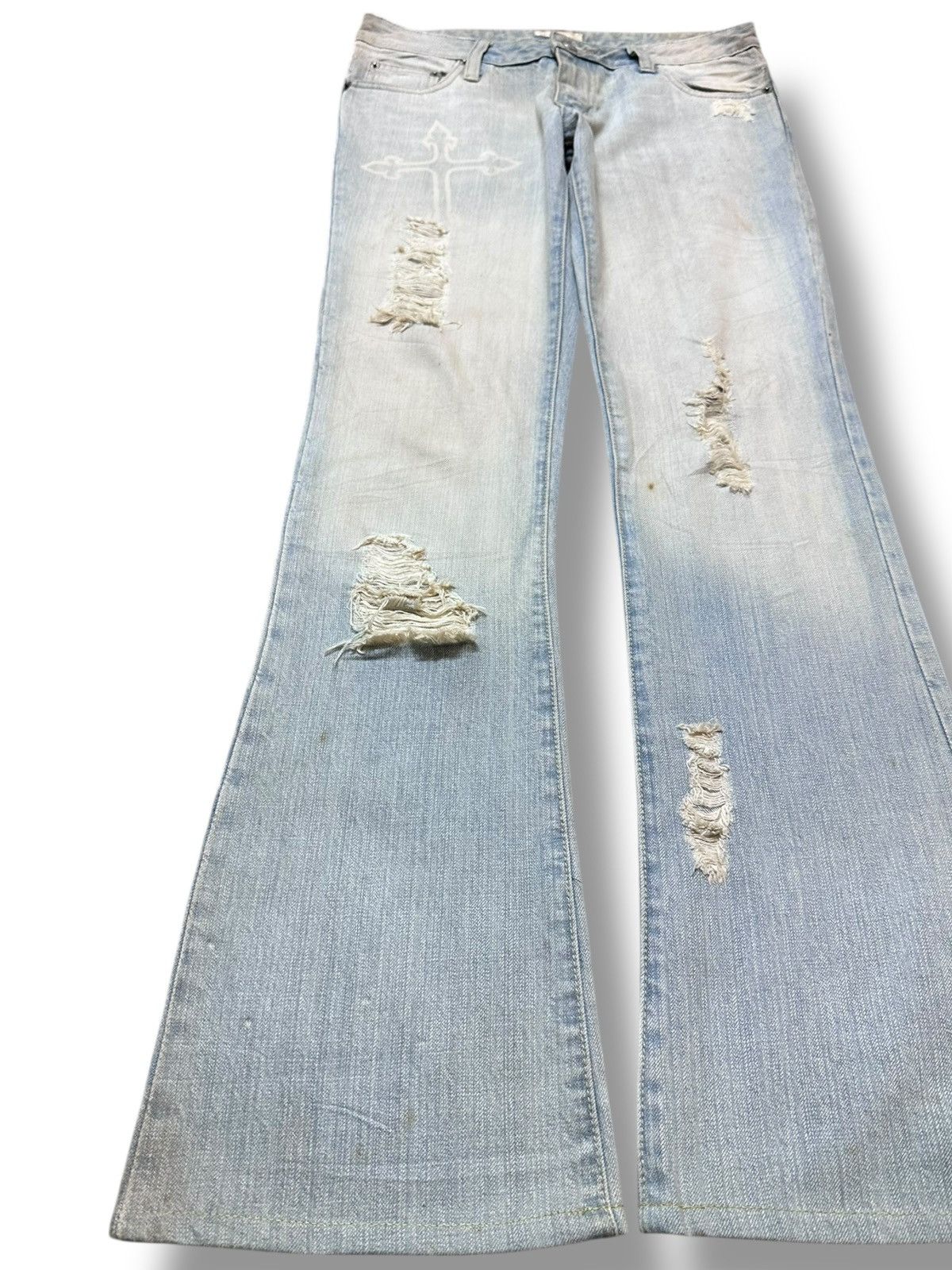 Japanese Brand Vintage Mimily Flare Bootcut T Cross Grunge Denim Size US 29 - 3 Thumbnail