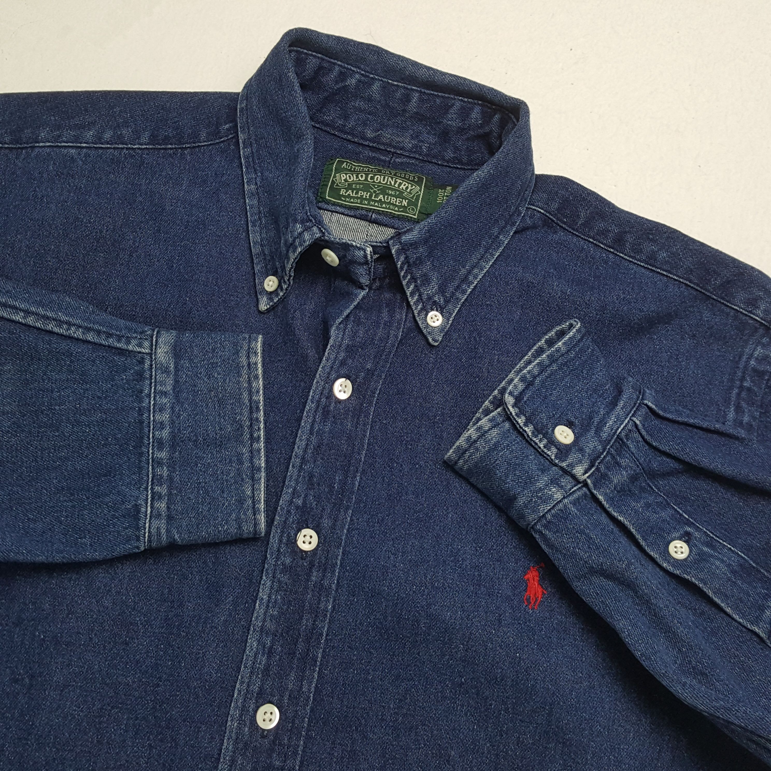 Polo Ralph Lauren × Ralph Lauren × Vintage Vintage POLO by RALPH LAUREN Fashion Brand Denim Shirts Size US L / EU 52-54 / 3 - 8 Thumbnail
