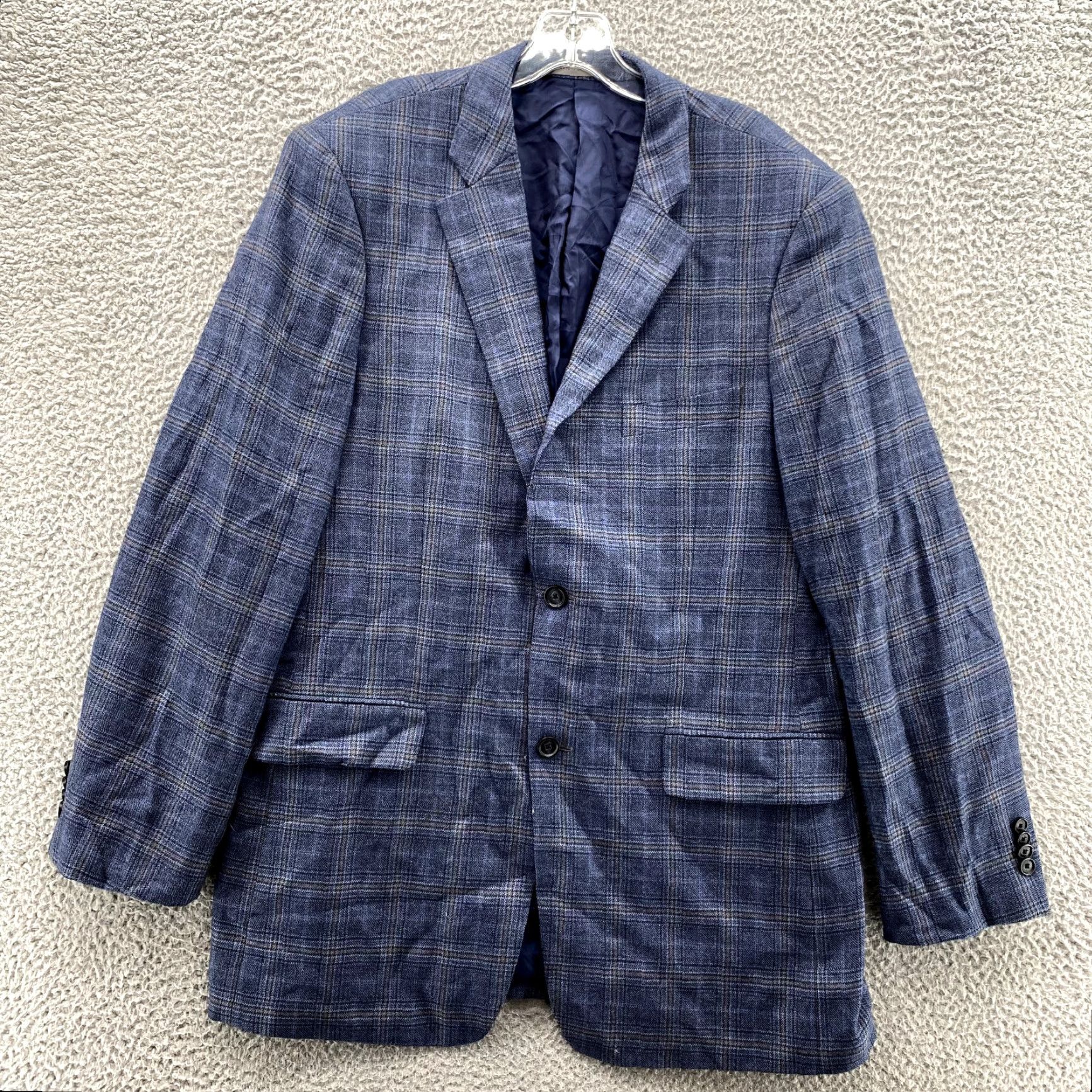 Nordstrom John W. Nordstrom Loro Piana Blazer 42L Blue Plaid Cashmere Modern Corpcore Mens Size 42R - 2 Thumbnail