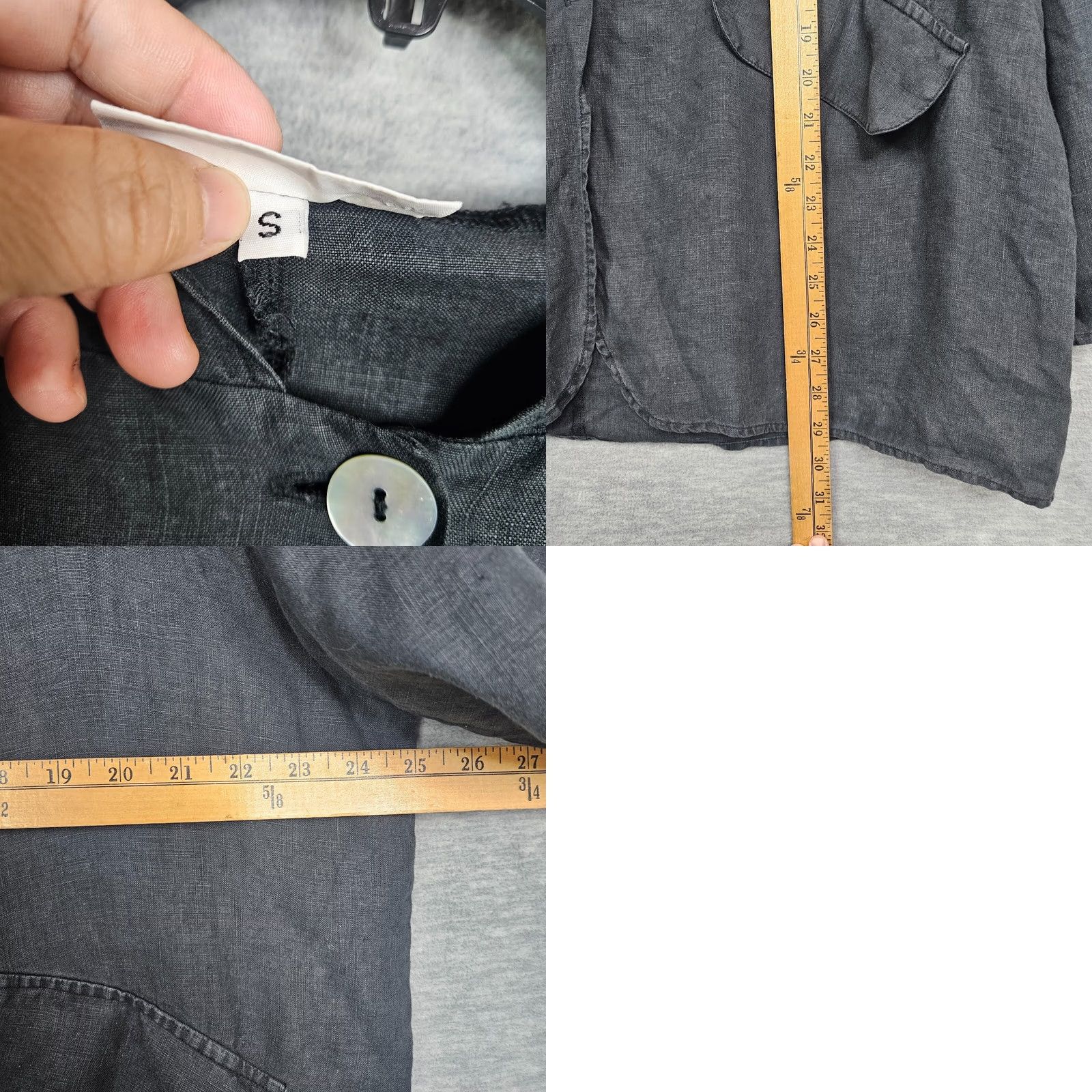 Vintage BRYN WALKER Women's Linen Button-Up Light Weight Hoodie Top S Black Linen Button-Up Shirt Womens Regular Size S Size S / US 4 / IT 40 - 8 Thumbnail