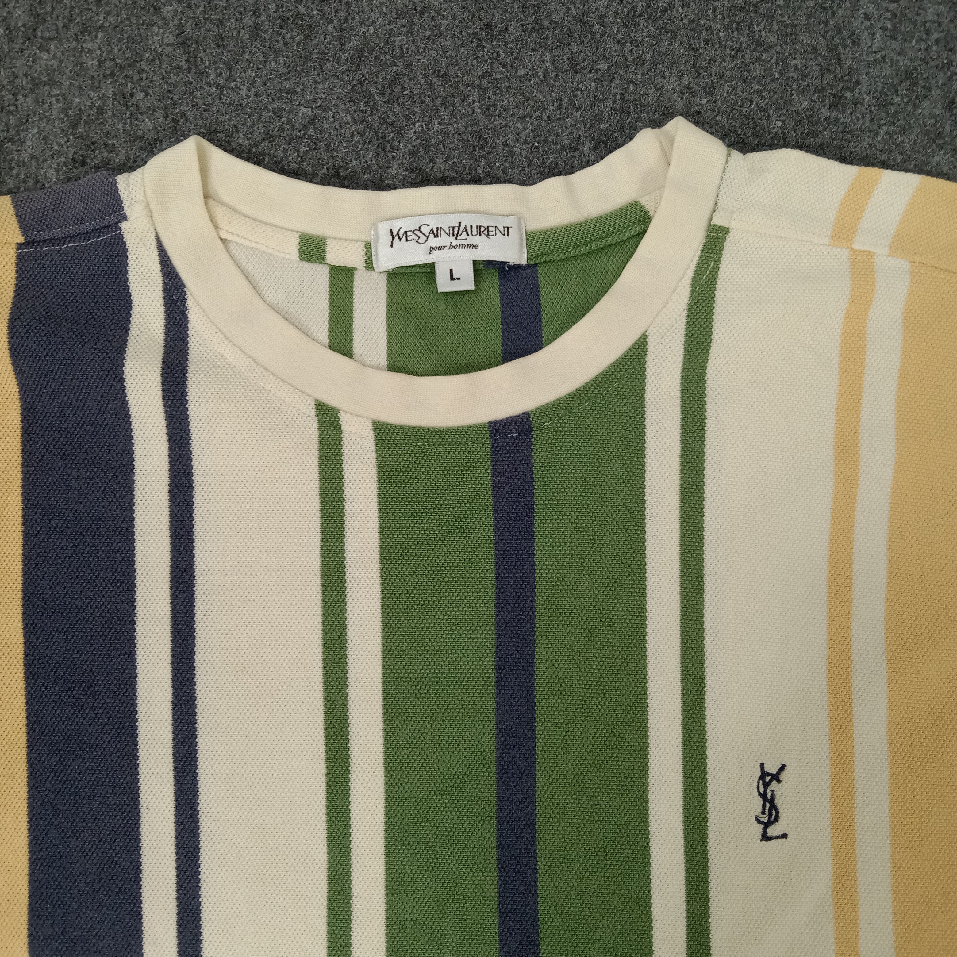 Vintage × Yves Saint Laurent Yves Saint Laurent Italian Brand Stripes Tshirt Size US M / EU 48-50 / 2 - 2 Thumbnail