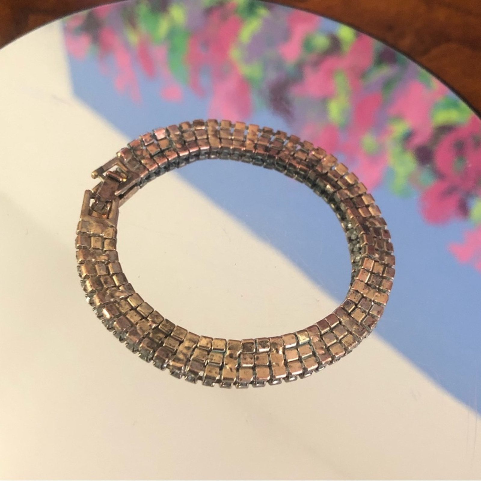 Vintage Vintage triple row clear rhinestone bracelet Size ONE SIZE - 5 Thumbnail