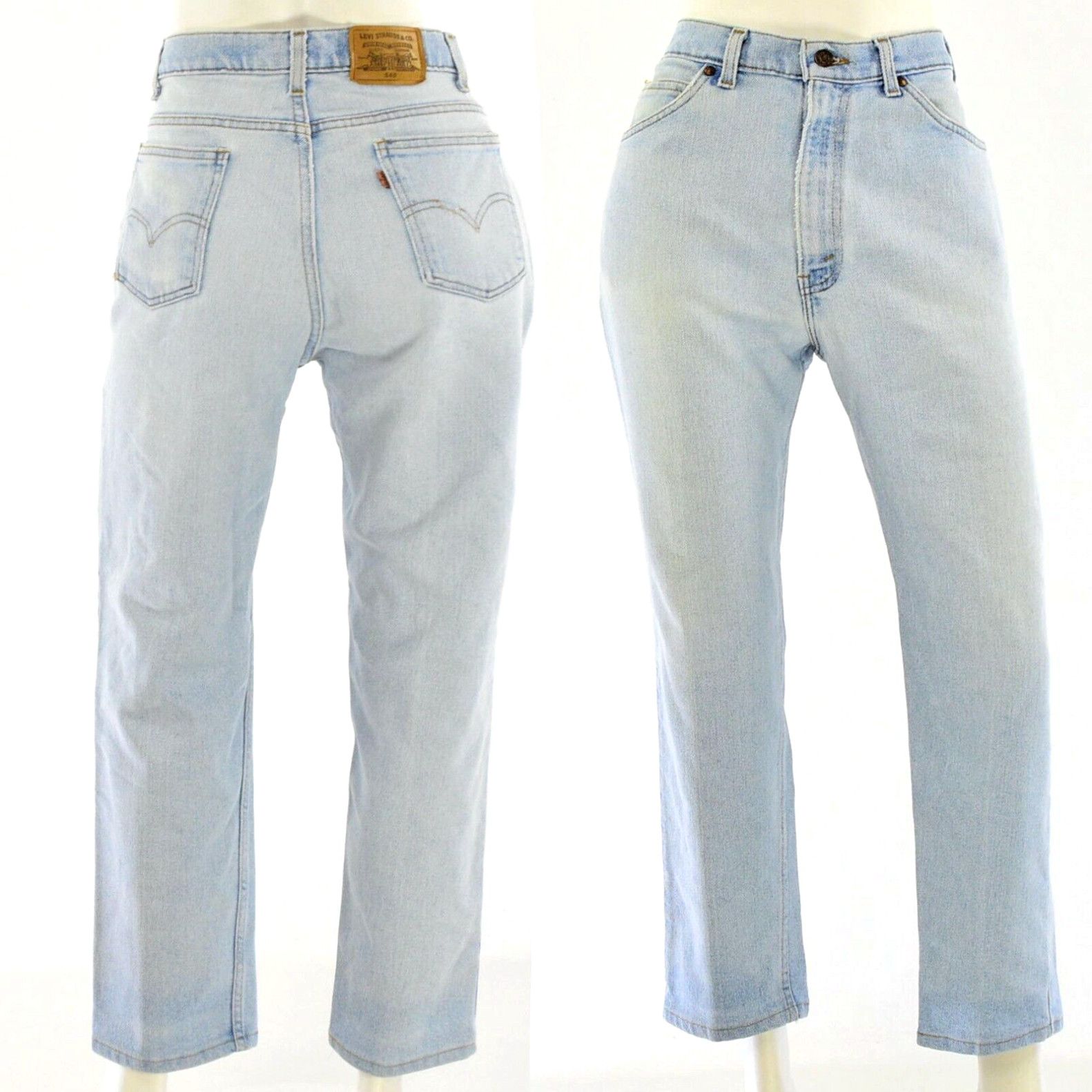 image of 80's Vintage Levis 540 Light Wash High Waist Tapered Leg Jeans Womens 16 in White