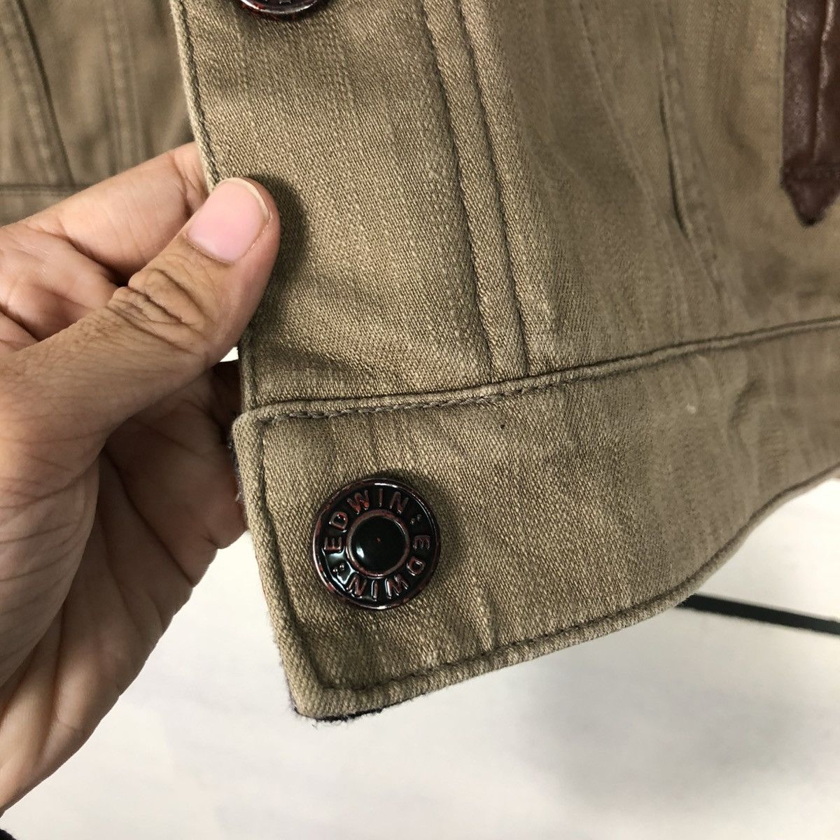 Edwin × Japanese Brand 🔥CROPPED BIKER JACKET EDWIN LEATHER PARTS POCKET Size US M / EU 48-50 / 2 - 18 Thumbnail