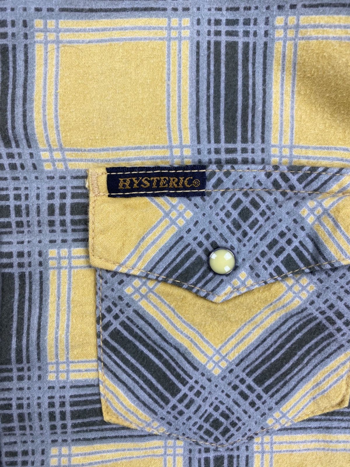 Hysteric Glamour × Japanese Brand × Vintage Vintage Hysteric Yellow Checked Button Ups Shirt Size US S / EU 44-46 / 1 - 8 Thumbnail