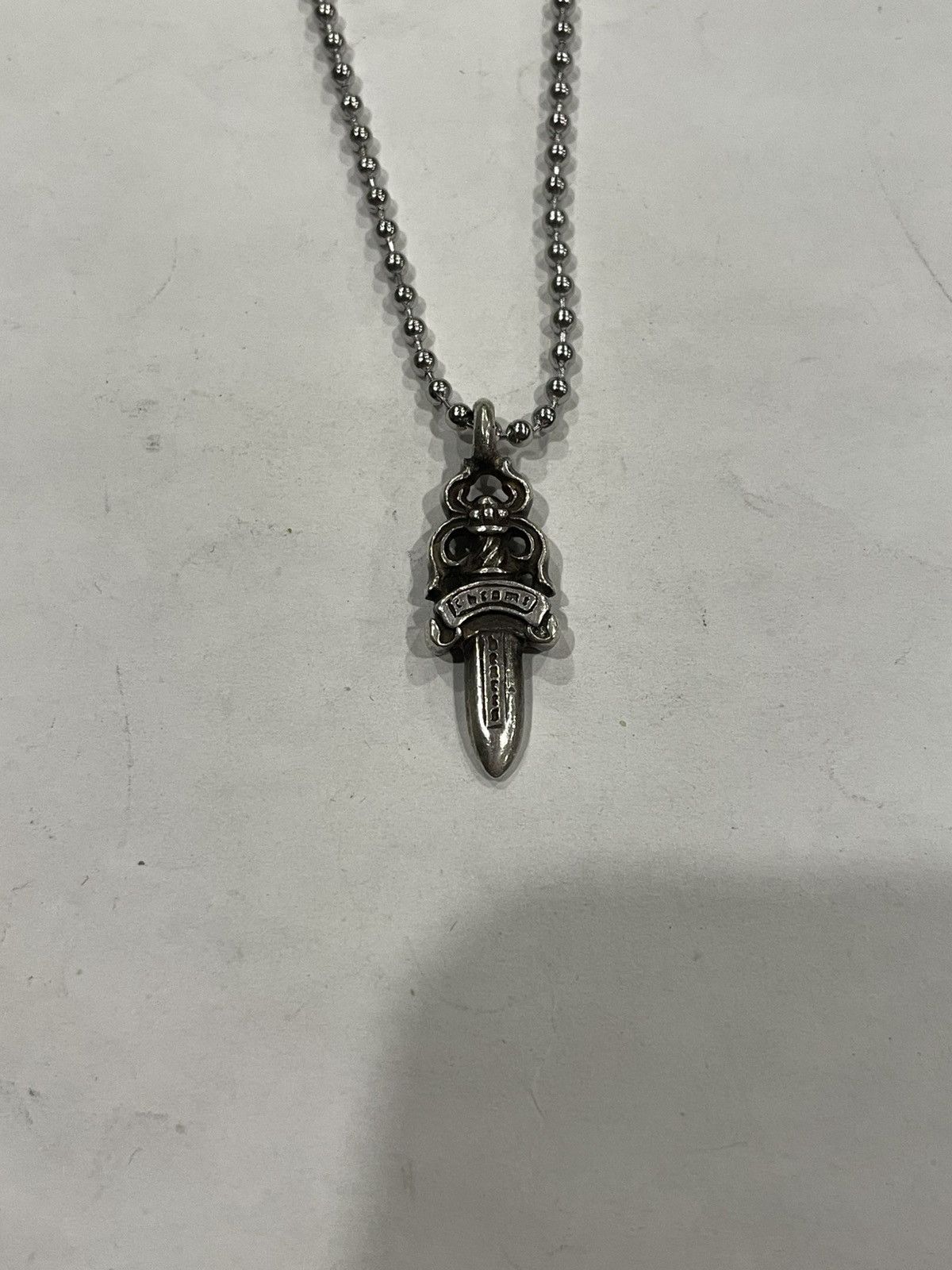 Chrome Hearts Chrome Hearts Dagger Pendant Silver Ball Chain 
