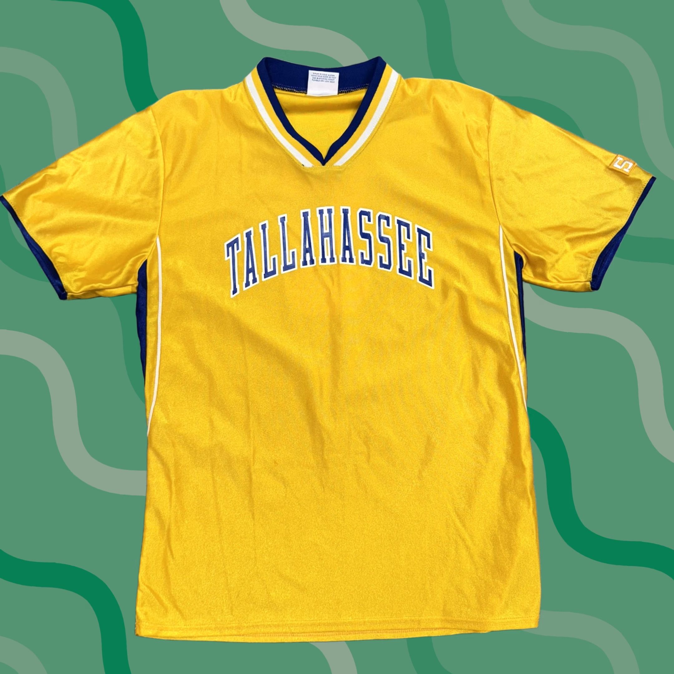 Vintage Tallahassee Shirt Womens L Yellow Blue Jersey V Neck Athletic Speedline Size L / US 10 / IT 46 - 1 Thumbnail