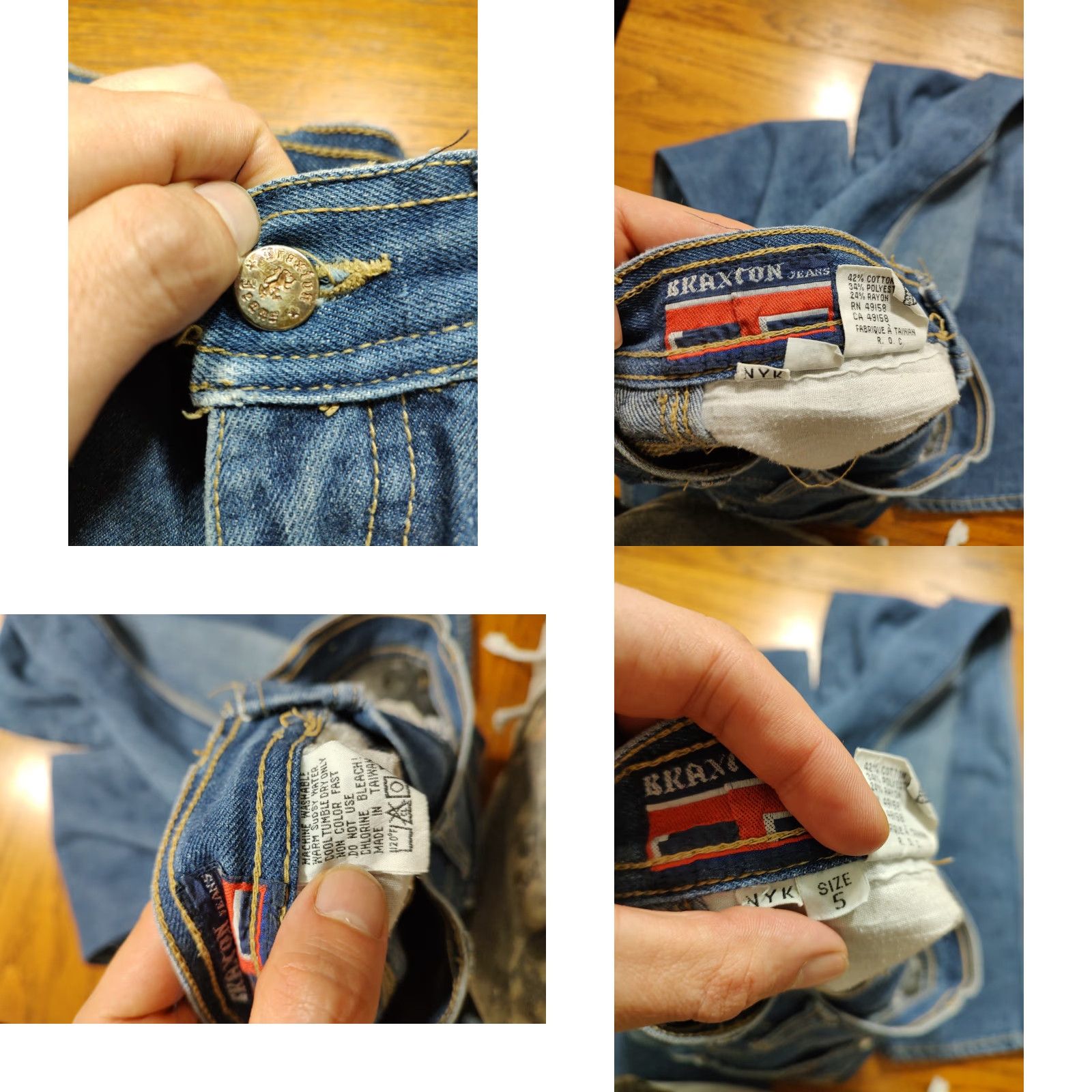 Denime VINTAGE Braxton Jeans Women 22 x 34 Denim Stretch 5-Pocket Blue Tapered Straight Rise High Zipper Closure Mens? Women? Size 40" / US 18 - 8 Thumbnail