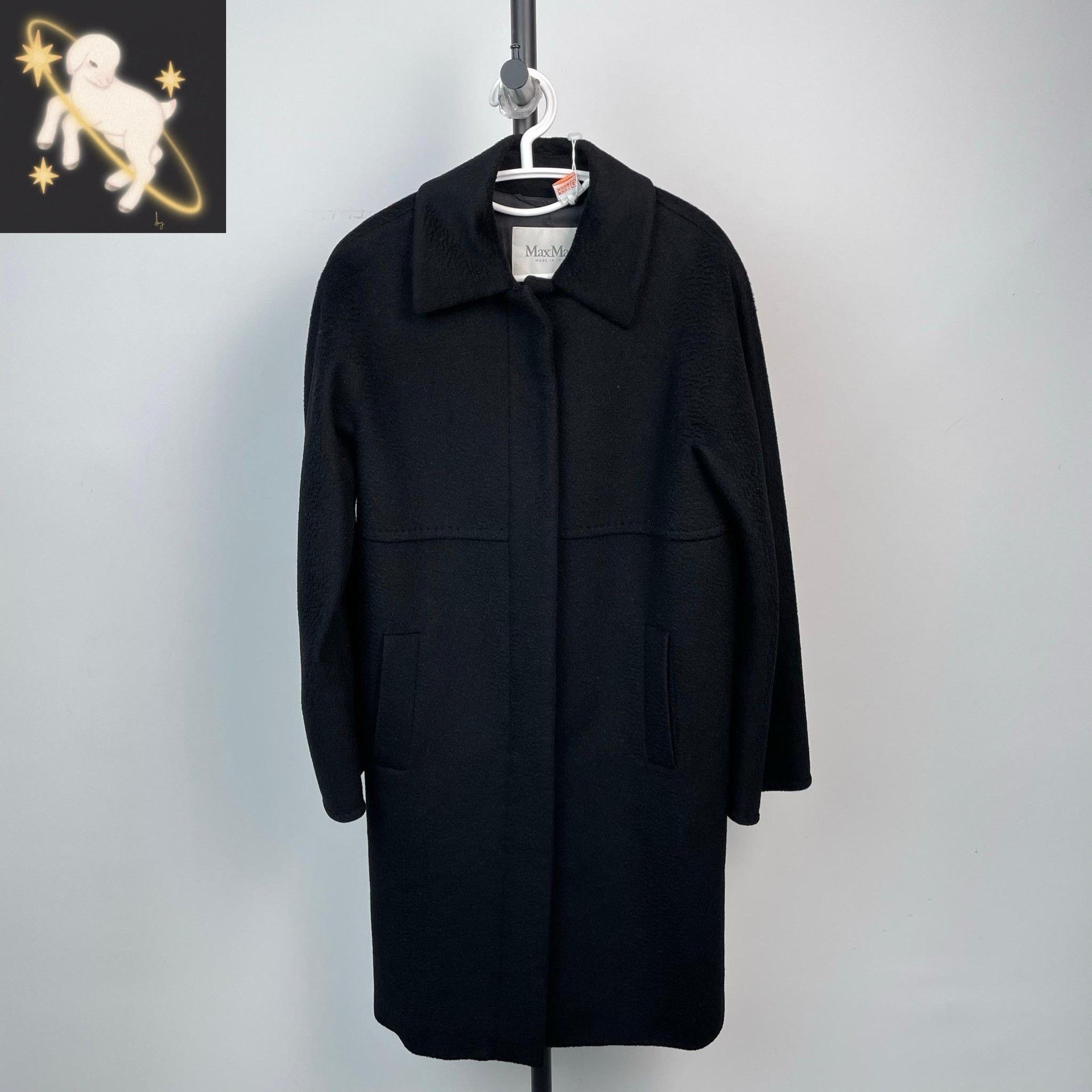 Max Mara Max Mara Wool Long Black Coat 36 Women Size S / US 4 / IT 40 - 1 Thumbnail