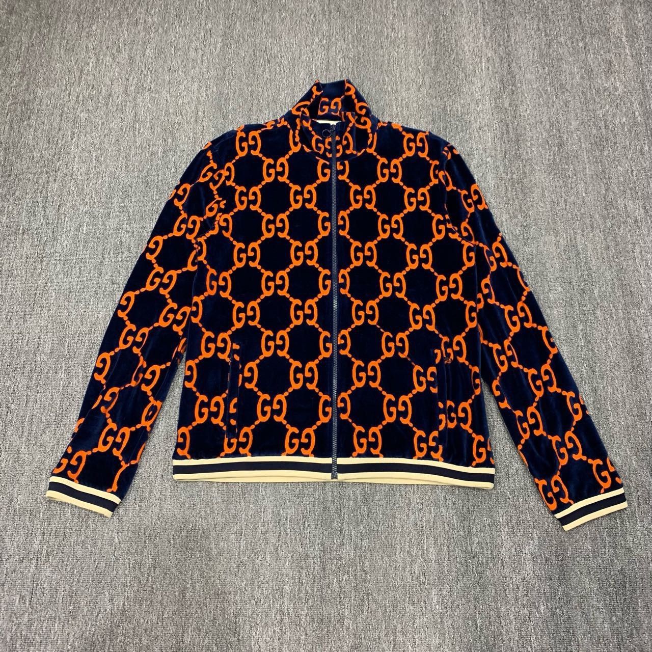 Gucci Gucci blue orange double G old flower full print velvet jac Size US XL / EU 56 / 4 - 1 Thumbnail