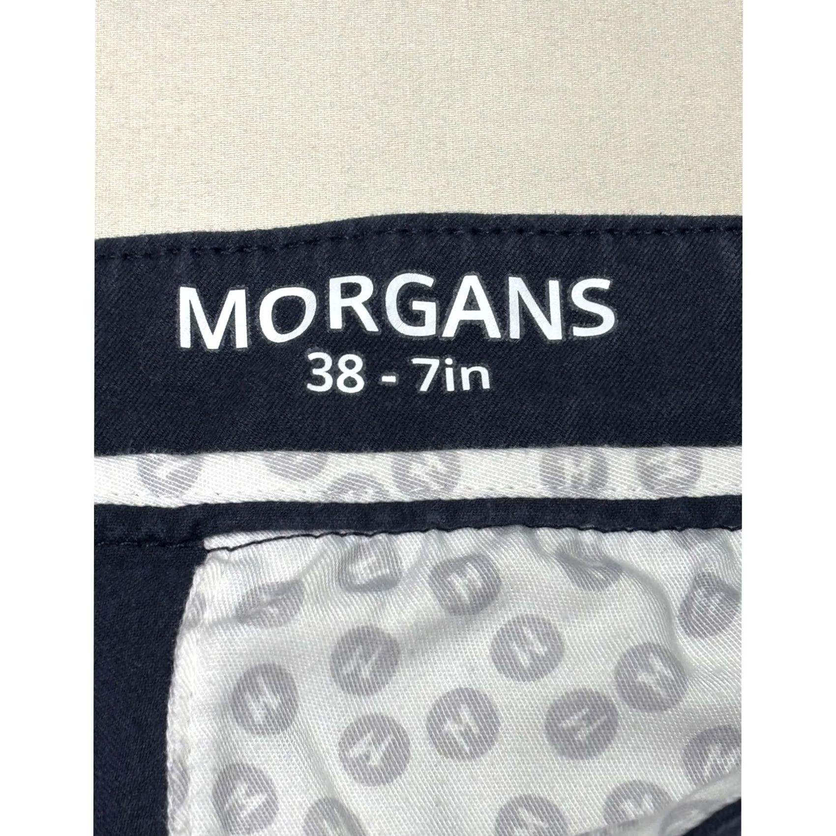 Vintage Mugsy Morgans Navy Blue Chino Shorts Mens 38x7 Casual Travel Comfort Stretch Pocket Zip Button 7 Inseam Mid Rise Cotton Blend Size US 38 / EU 54 - 4 Thumbnail