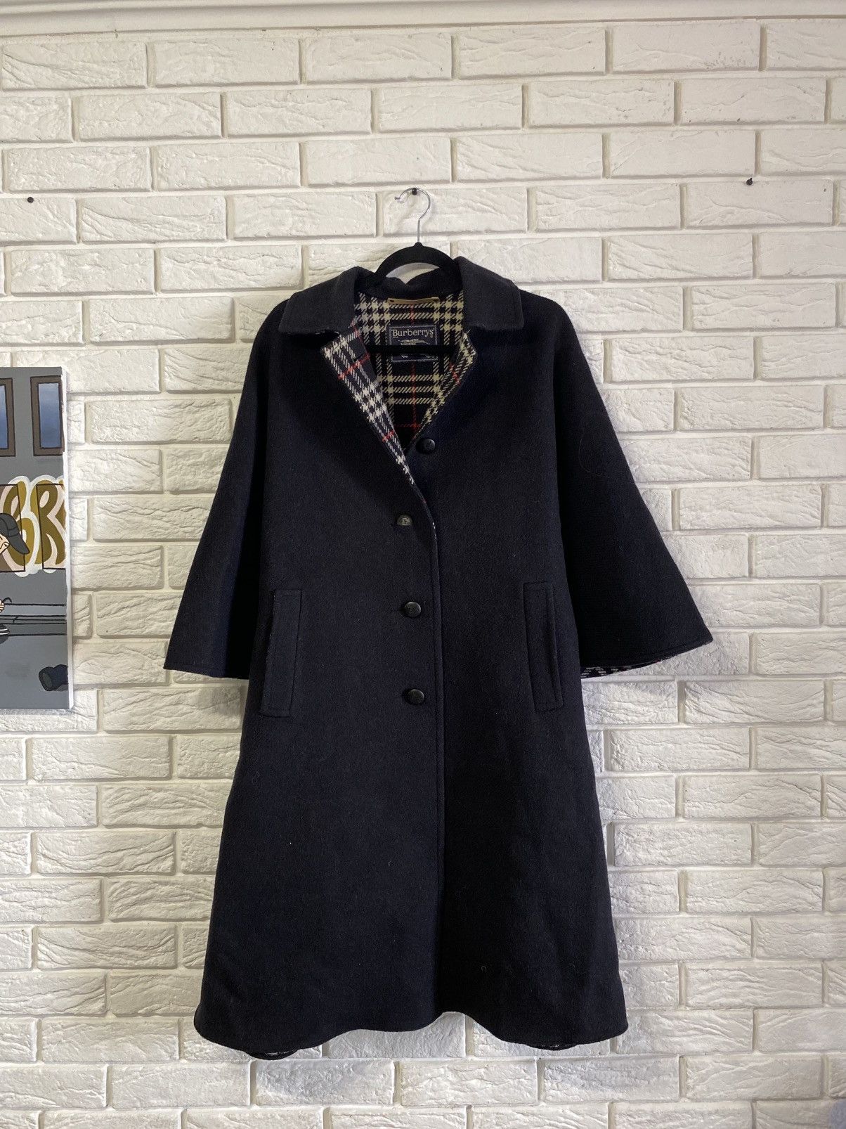 Burberry Burberrys Wool Coat, Double Face, Black, Flared Sle Size M / US 6-8 / IT 42-44 - 1 Thumbnail