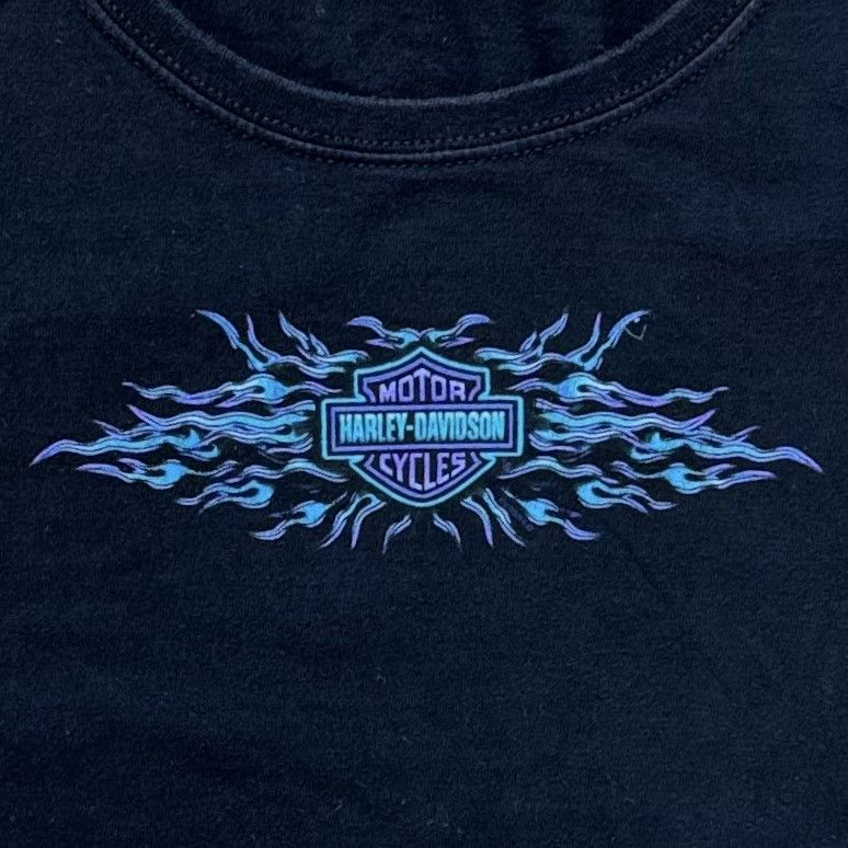 Harley Davidson × Vintage Y2K Harley-Davidson Blue Fire Logo Tee Size XL / US 12-14 / IT 48-50 - 3 Thumbnail