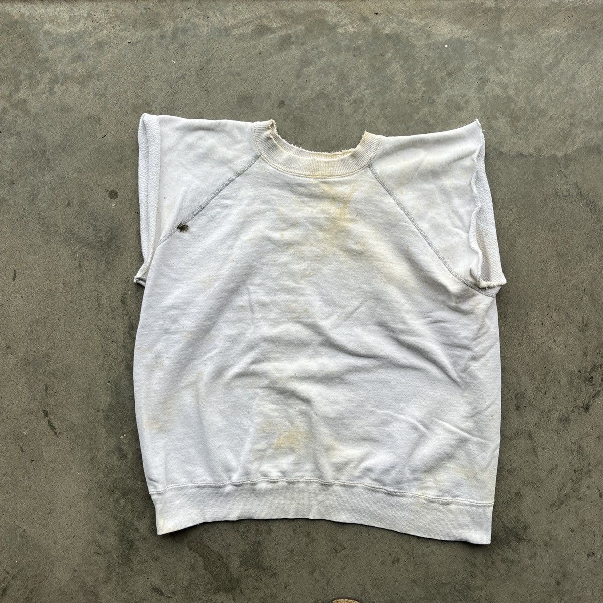 Vintage 50s/60s White Sweatshirt (Sleeveless) Size US S / EU 44-46 / 1 - 1 Thumbnail