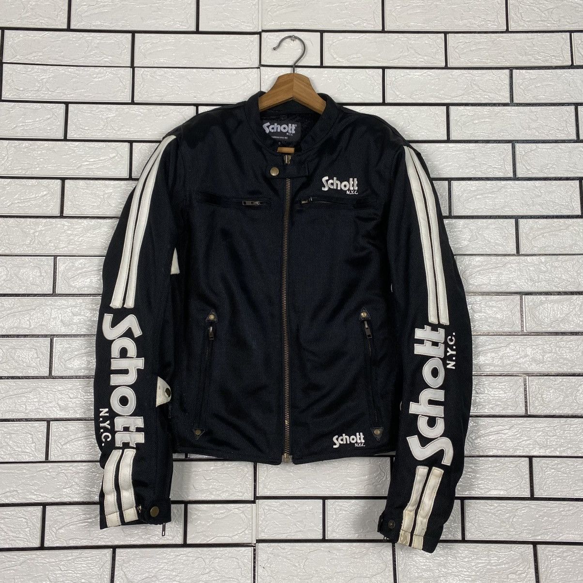 Schott Vintage Biker Motorcycle Jacket Schott NYC Big Logo Size US M / EU 48-50 / 2 - 2 Thumbnail