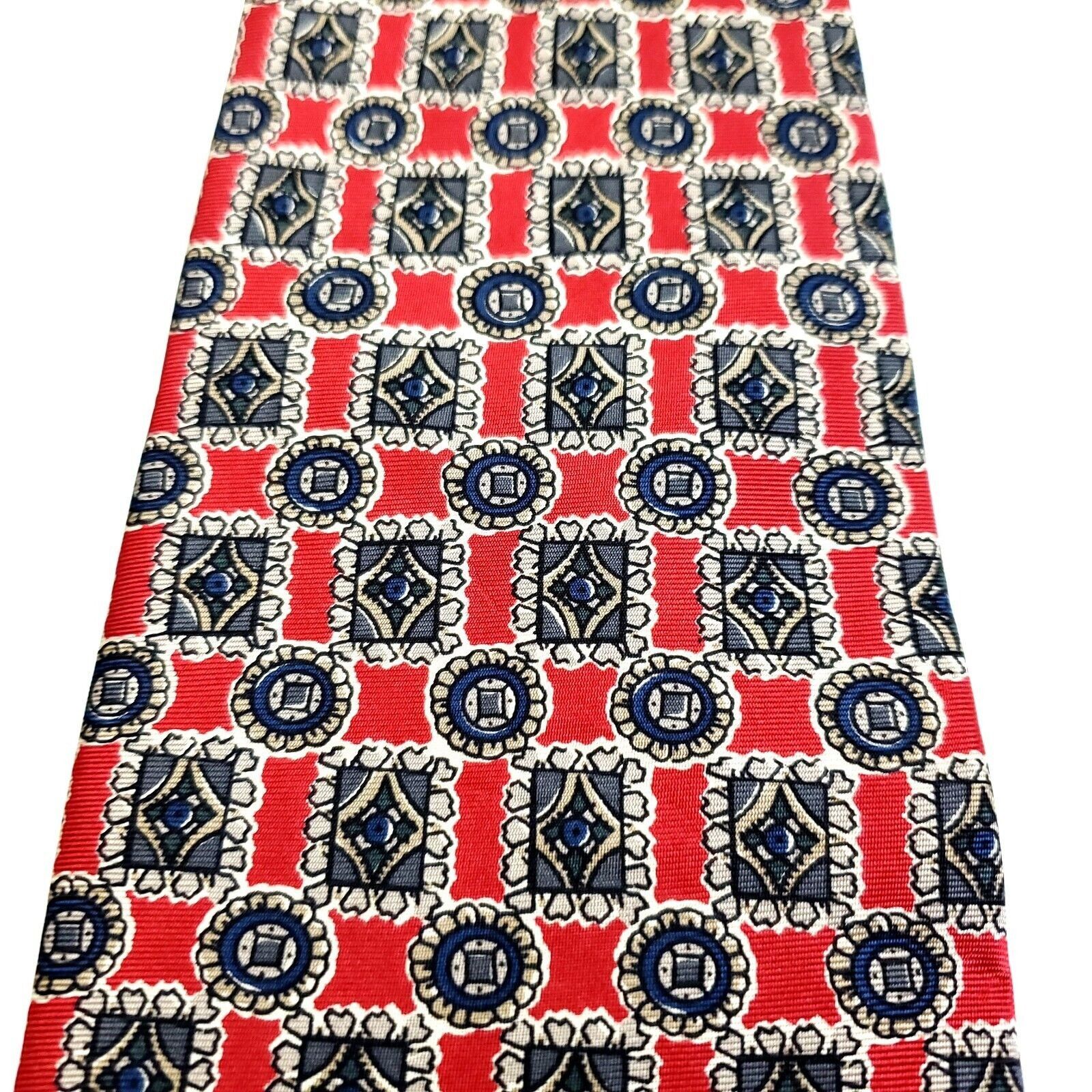 Vintage Vintage Sutter & Grant Silk Tie Red Black Print Short Wide G Size ONE SIZE - 2 Thumbnail