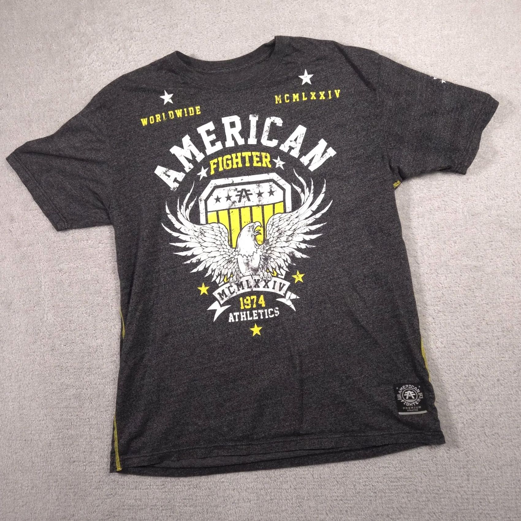 Vintage American Fighter Shirt Mens 3XL Gray Eagle Shield Graphic Tee Athletic Tagless Shirt Mens 3XL Gray Eagle Shield Graphic Tee Athletic Tagless Size US XXL / EU 58 / 5 - 2 Thumbnail