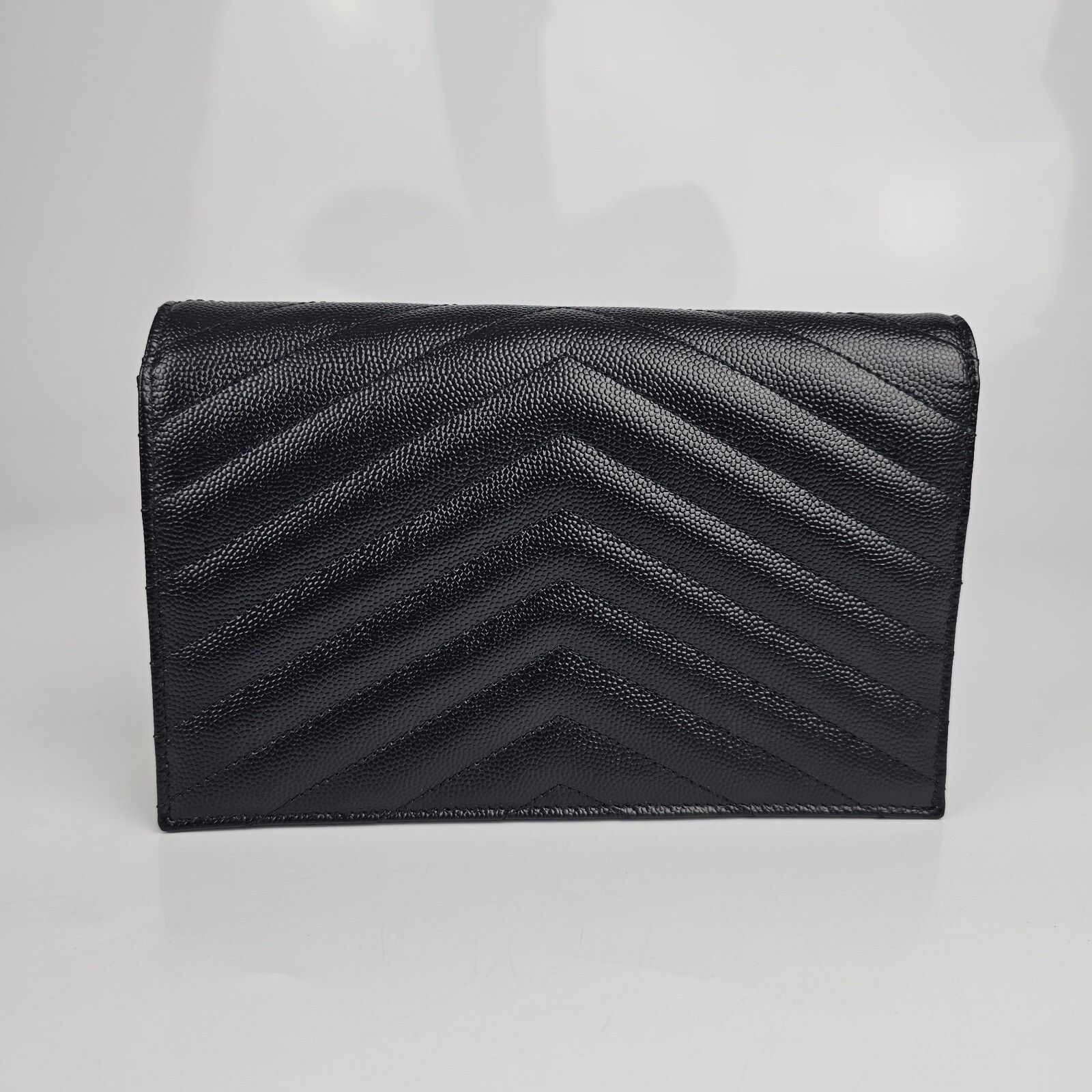 Saint Laurent Paris SAINT LAURENT Cassandre Envelope Black/Gold Grained Leather Size ONE SIZE - 8 Thumbnail