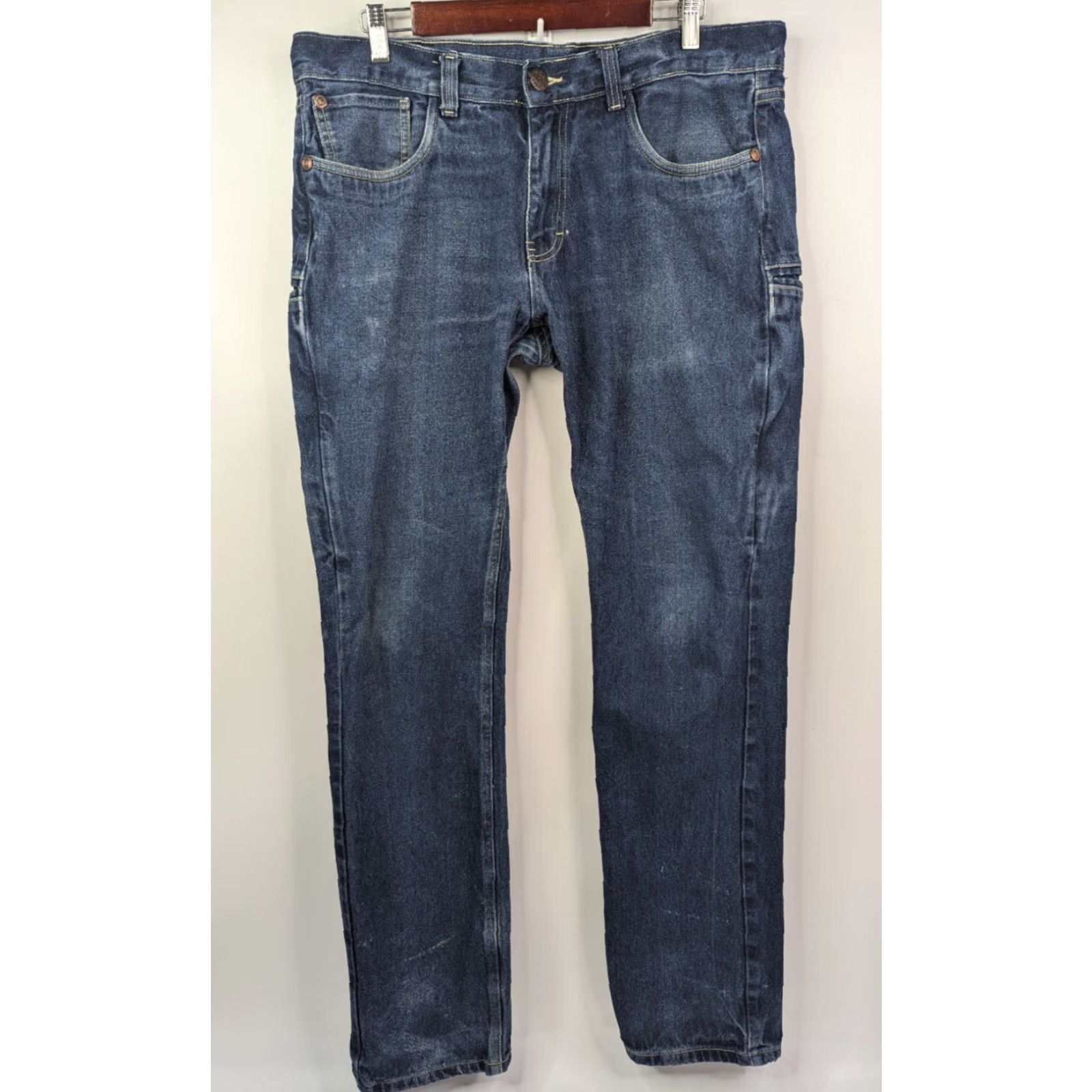 Denime Western Welder Men's Jeans Denim Straight Dark Wash 38x34 Regular Size 36x36 Inseam 34 Color Blue Size US 38 / EU 54 - 2 Thumbnail