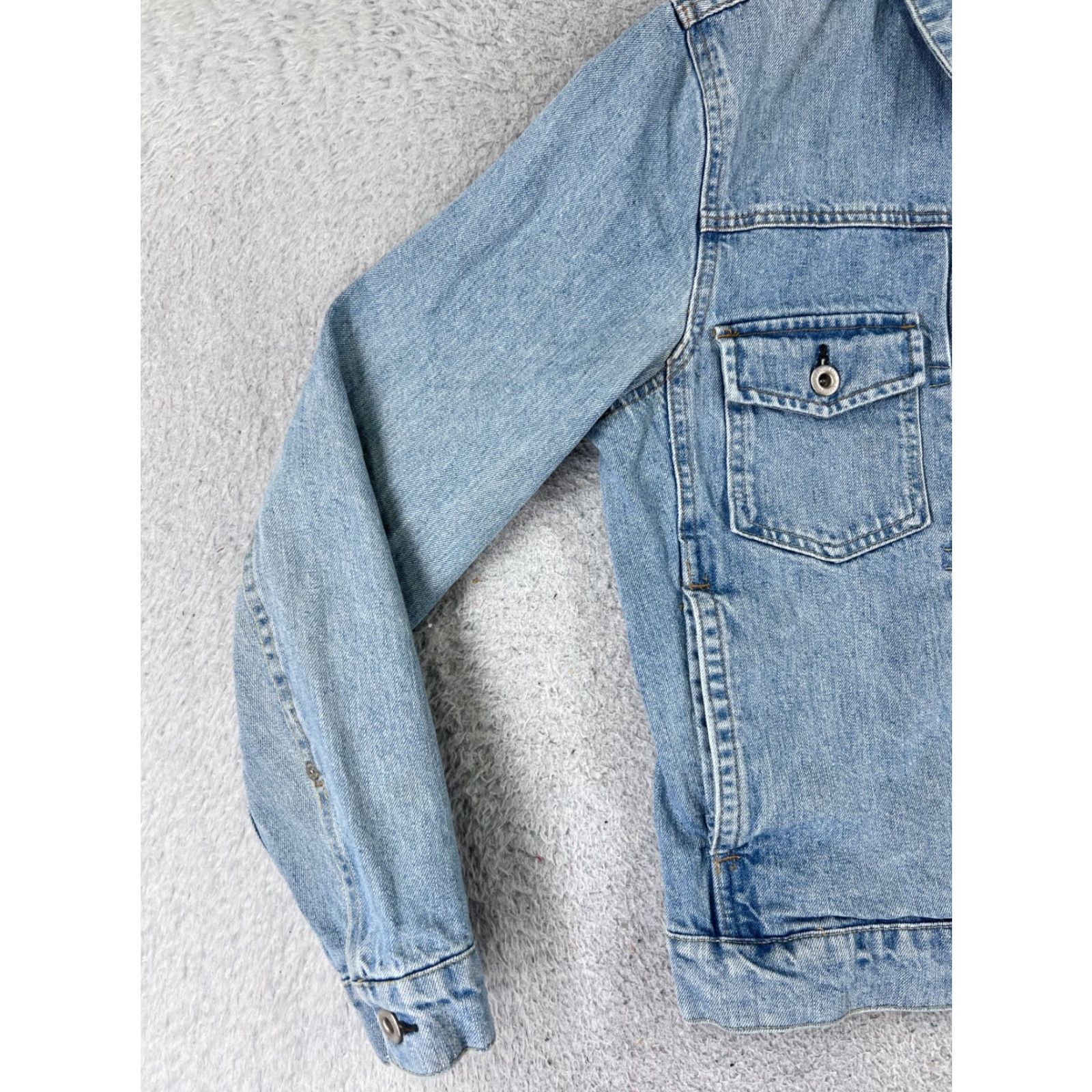 H&M VINTAGE H&M LOGG Jacket Womens M Denim Blue Button Up Cotton Casual 80s 90s Size M / US 6-8 / IT 42-44 - 3 Thumbnail