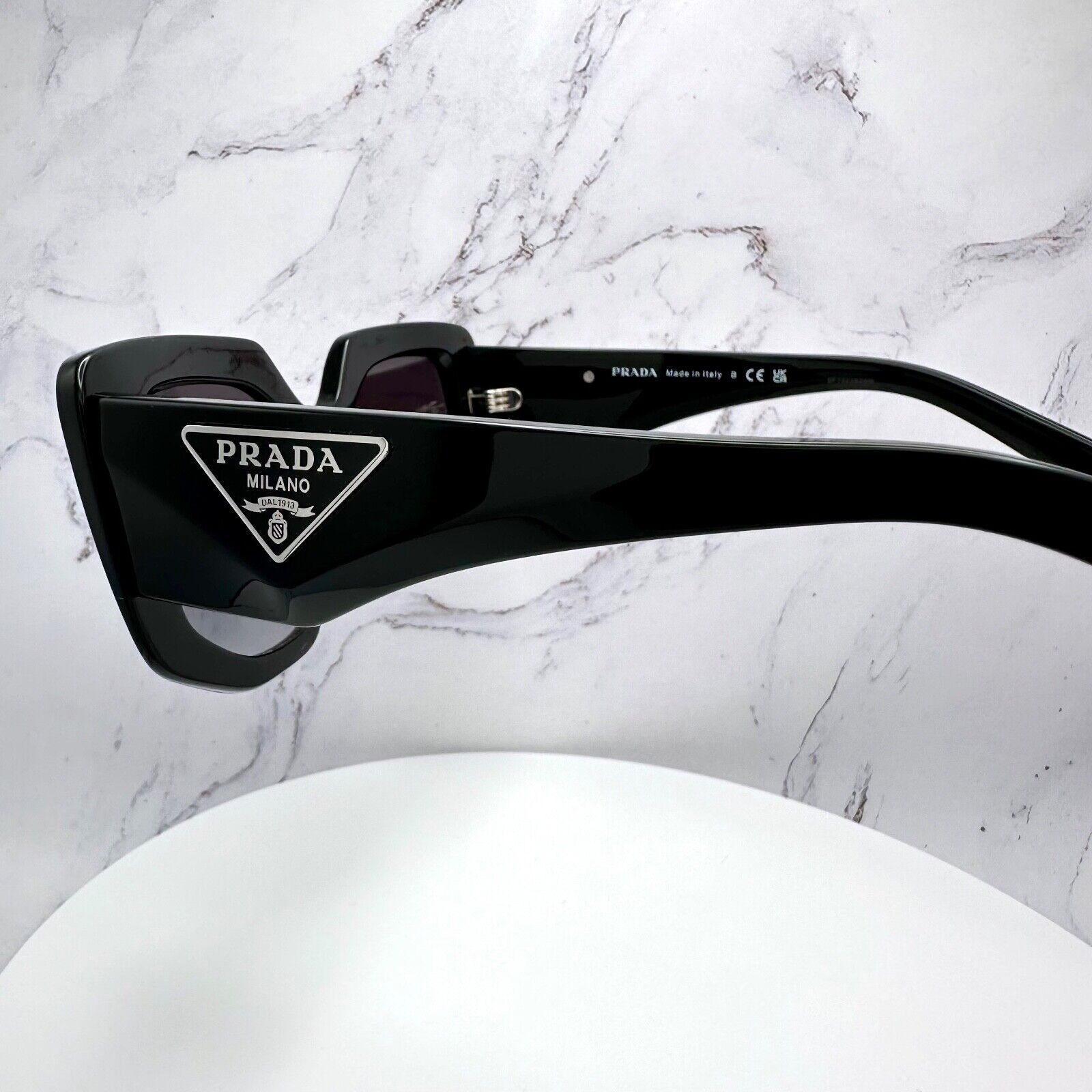 Prada Prada Sunglasses Black Square Oversized Triangle Logo Italy Size ONE SIZE - 11 Thumbnail