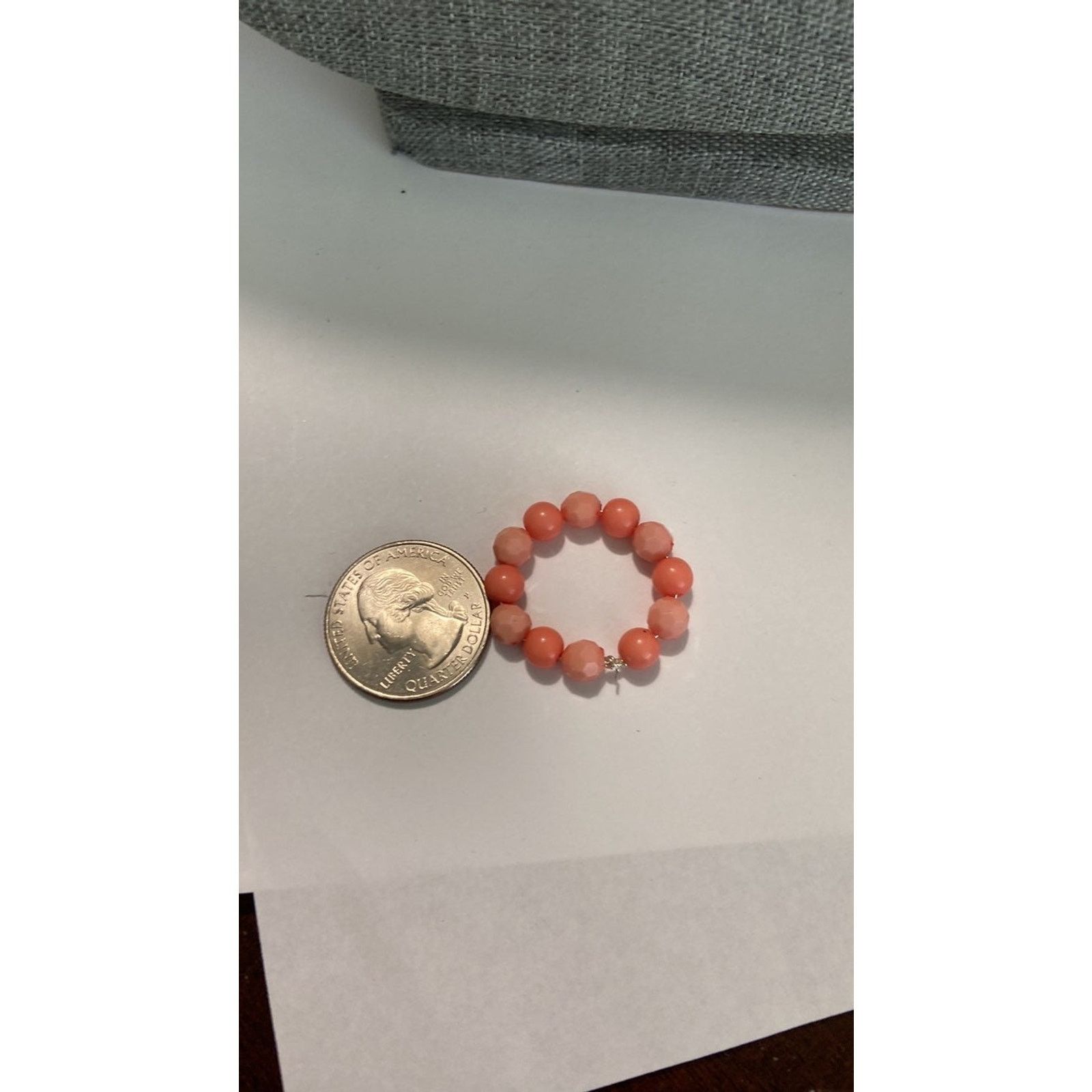 Handmade Handmade coral pink bead ring size 8.5 Size ONE SIZE - 3 Thumbnail