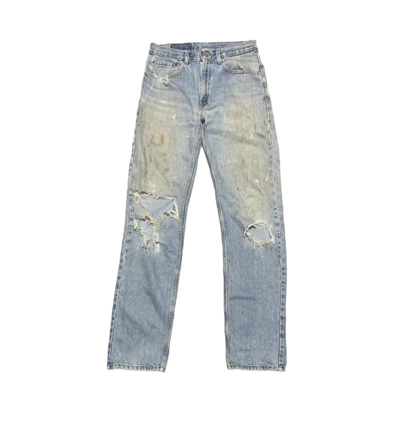 image of Distressed Denim x Levis Vintage 90's Levis 505 Faded Blue Jeans Distressed in Blue Denim (Size 31)