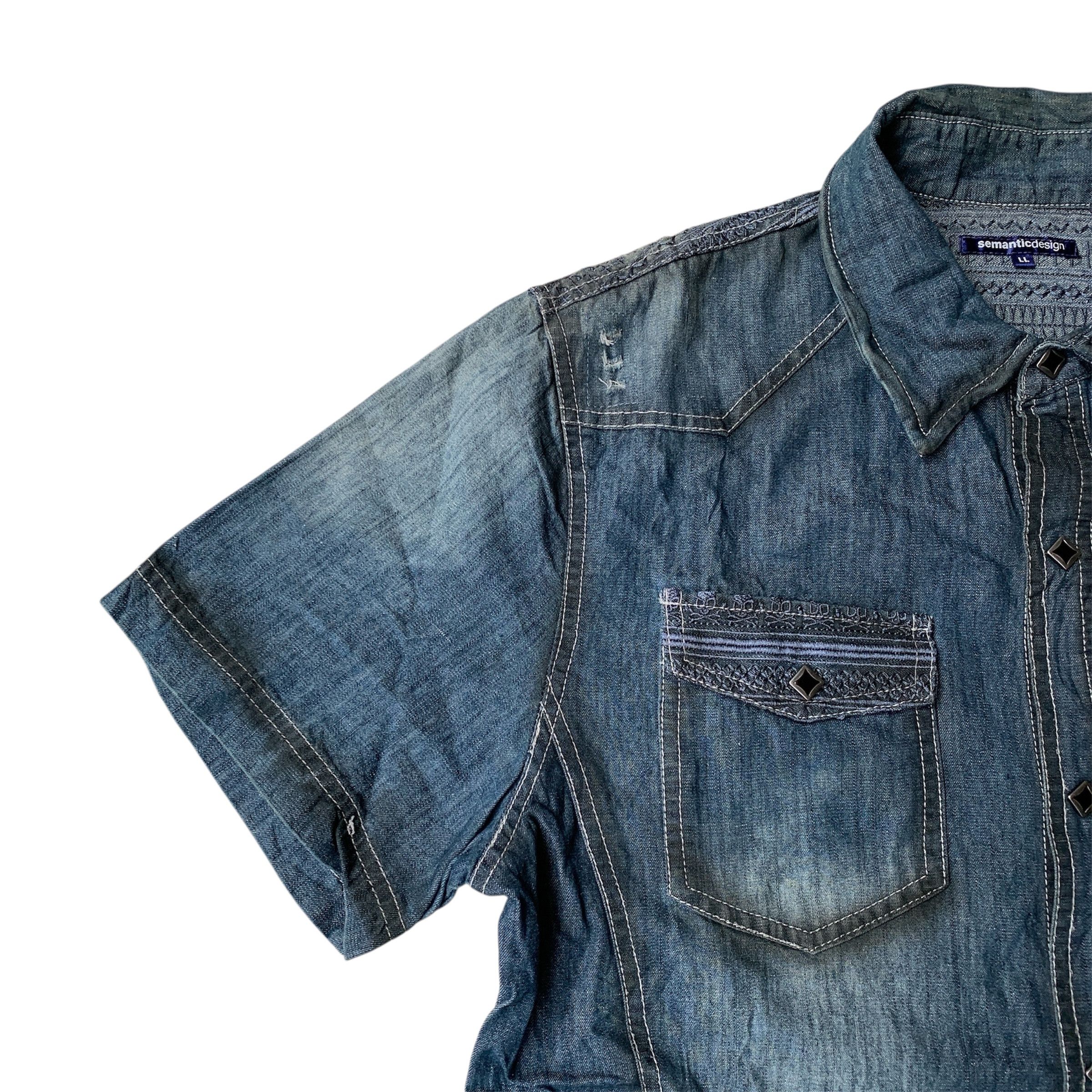 If Six Was Nine Semantic Design Skull Detailed Cambray Shirt Lgb Punk Style Size US L / EU 52-54 / 3 - 3 Thumbnail