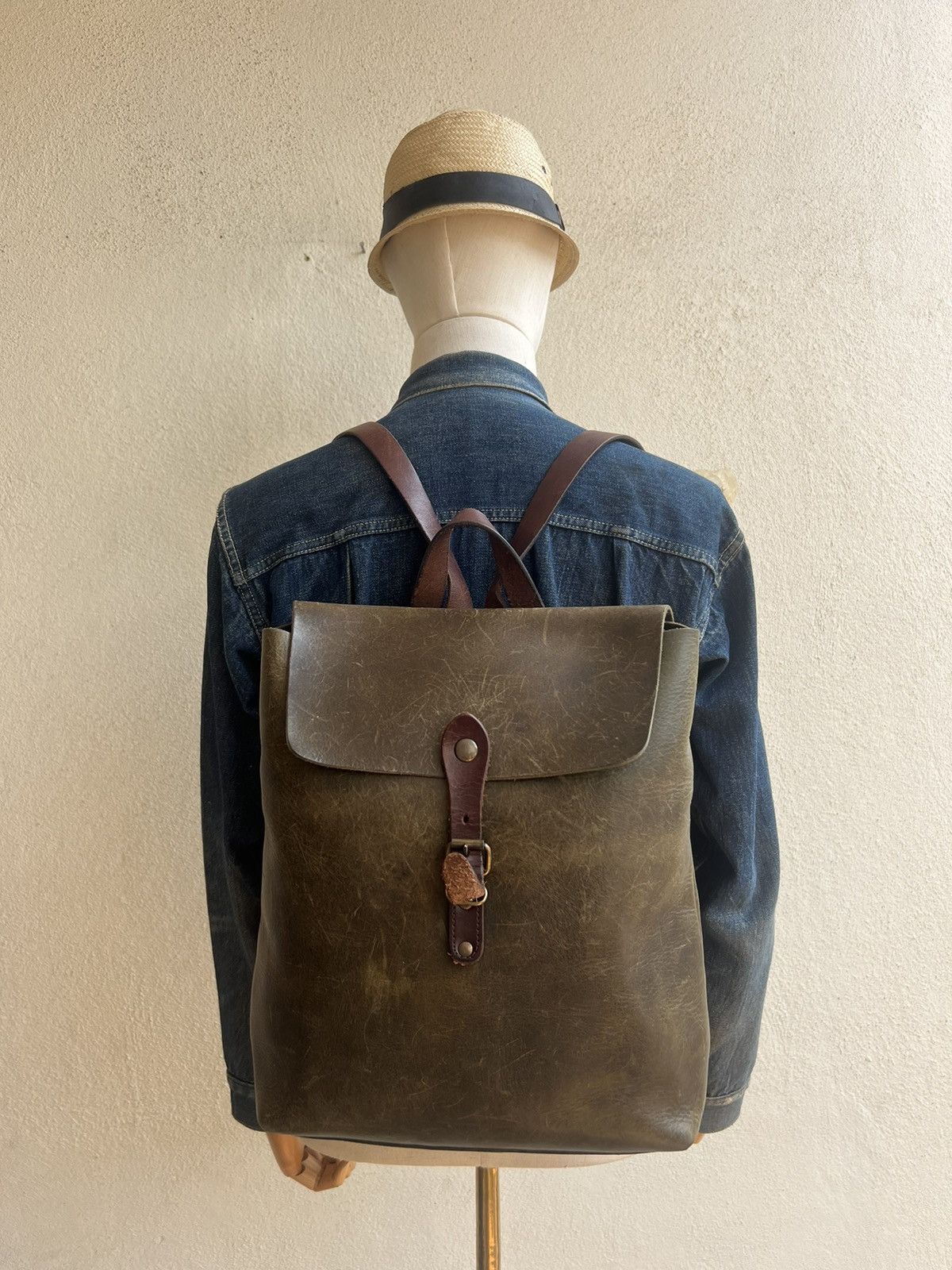 Leather Vintage Unknown Japan Patina Leather Backpack High Quality Size ONE SIZE - 4 Thumbnail