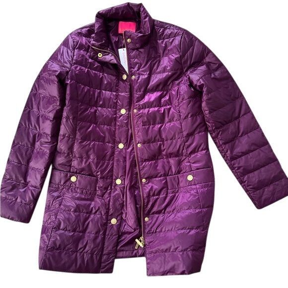 Lilly Pulitzer NWT Lilly Pulitzer Purple Tonia Puffer Jacket Coat Amarena C Size XS / US 0-2 / IT 36-38 - 1 Thumbnail
